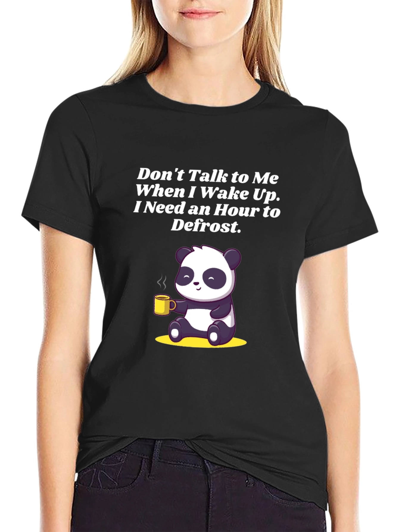 Black Funny Panda Coffee T-Shirt: Don't Talk to Me view 2