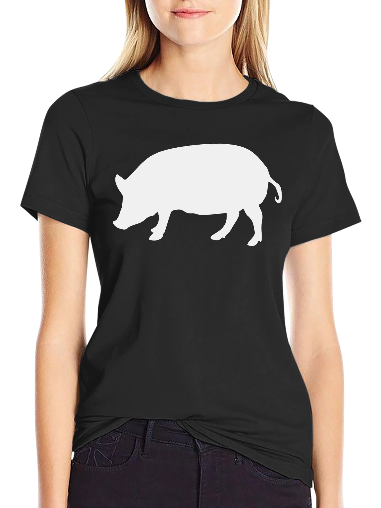 Black Boar Silhouette Graphic T-Shirt view 2
