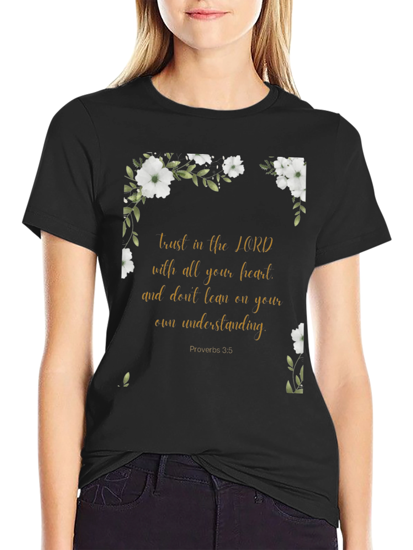 Black Faith-Inspired Floral T-Shirt view 2