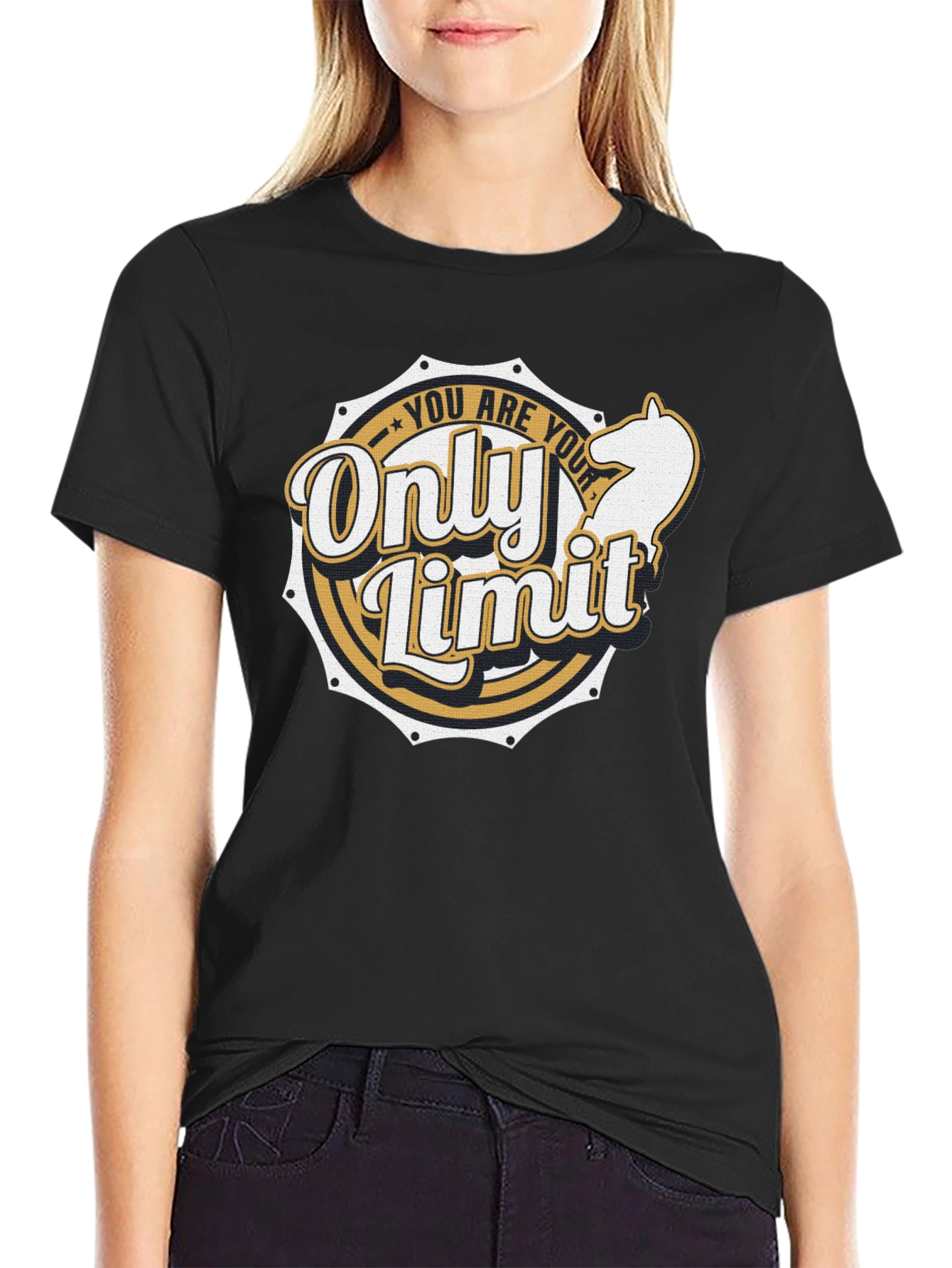 Black Motivational T-Shirt: "You Are Your Only Limit" view 2