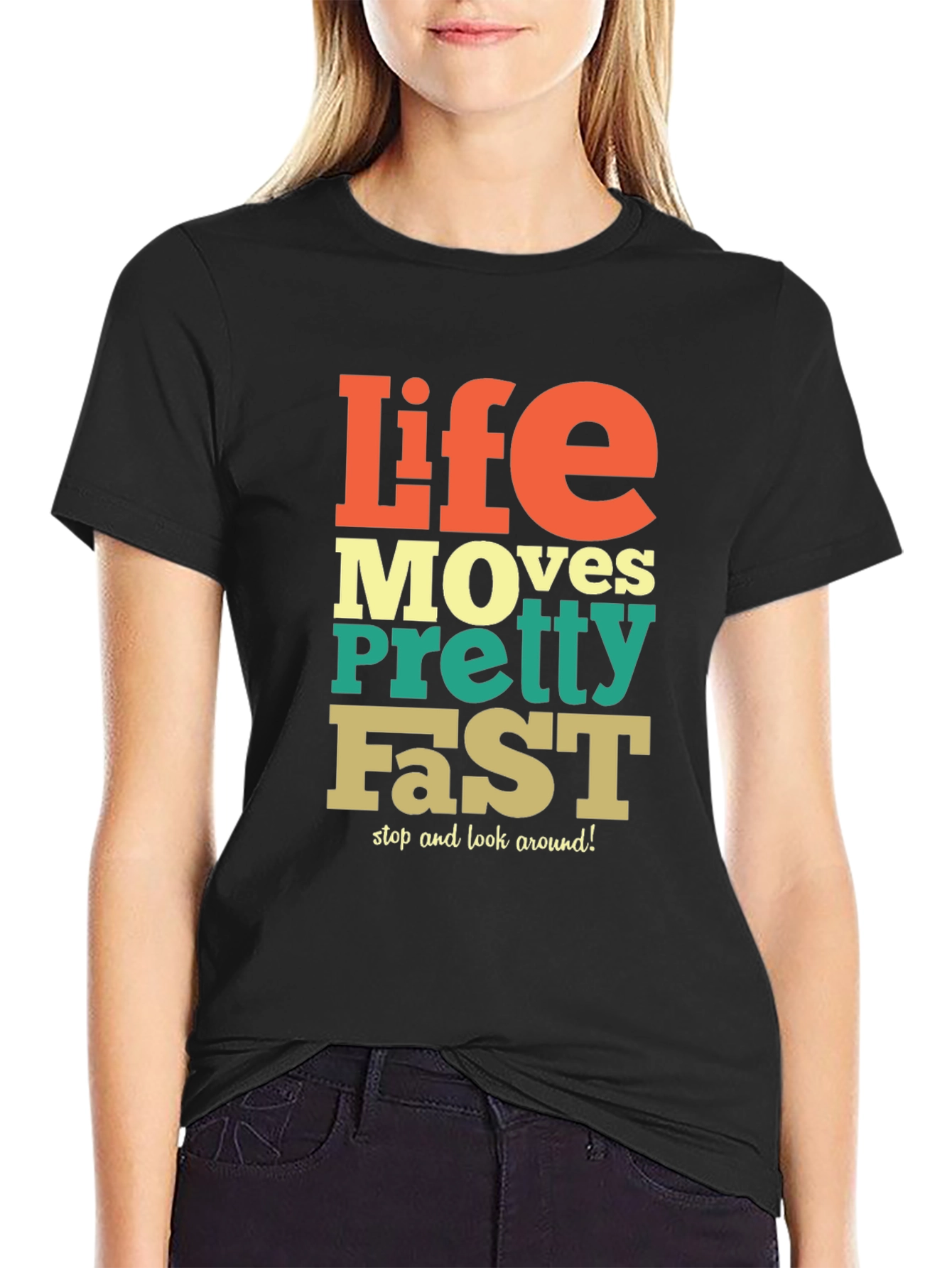 Black Life Moves Pretty Fast Graphic Tee - Relaxed Fit view 2