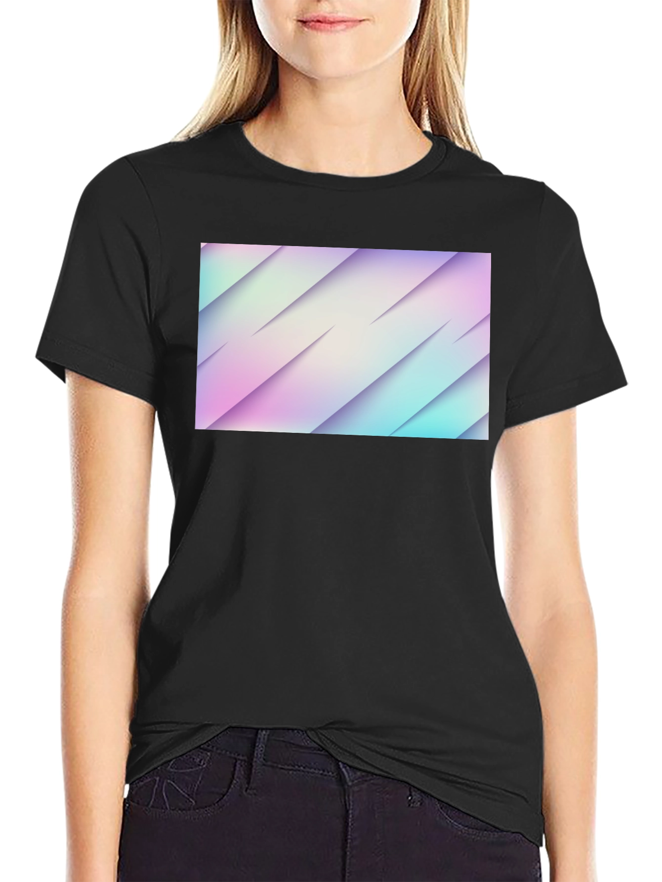 Black Abstract Black Graphic Tee - Modern Design view 2