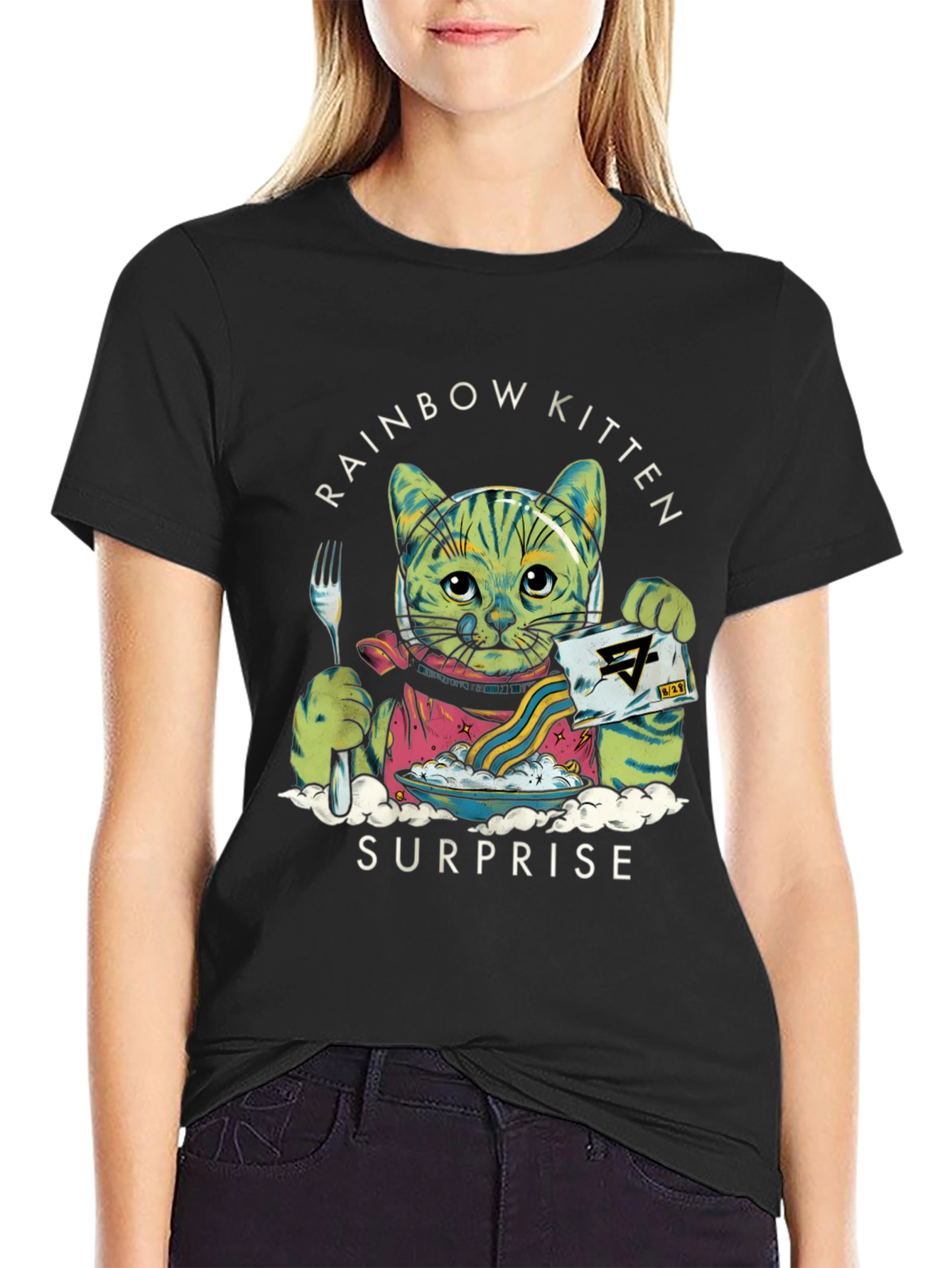 Black Rainbow Kitten Surprise Graphic Tee view 2