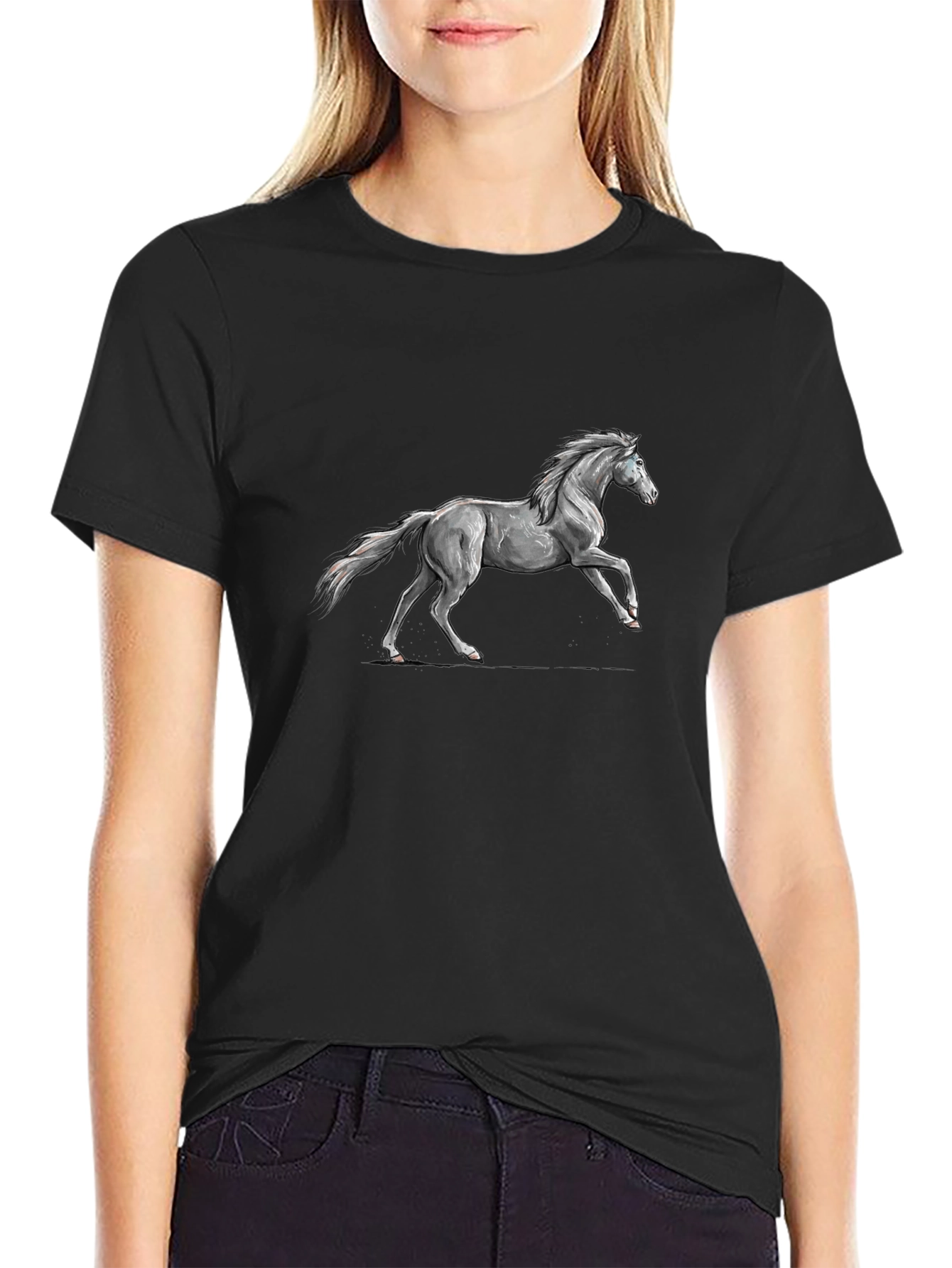 Black Black Horse Graphic Tee - Stylish Men's T-Shirt view 2