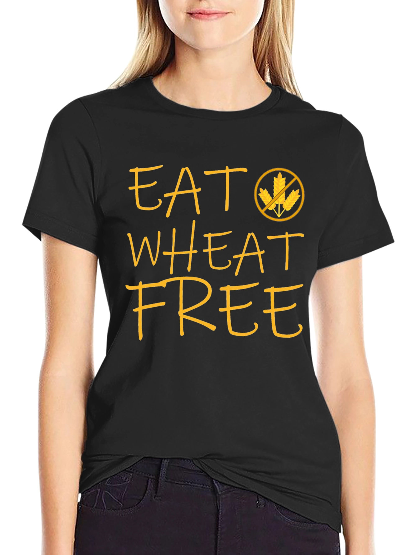 Black Eat Wheat Free Black T-Shirt - Gluten Sensitive Apparel view 2
