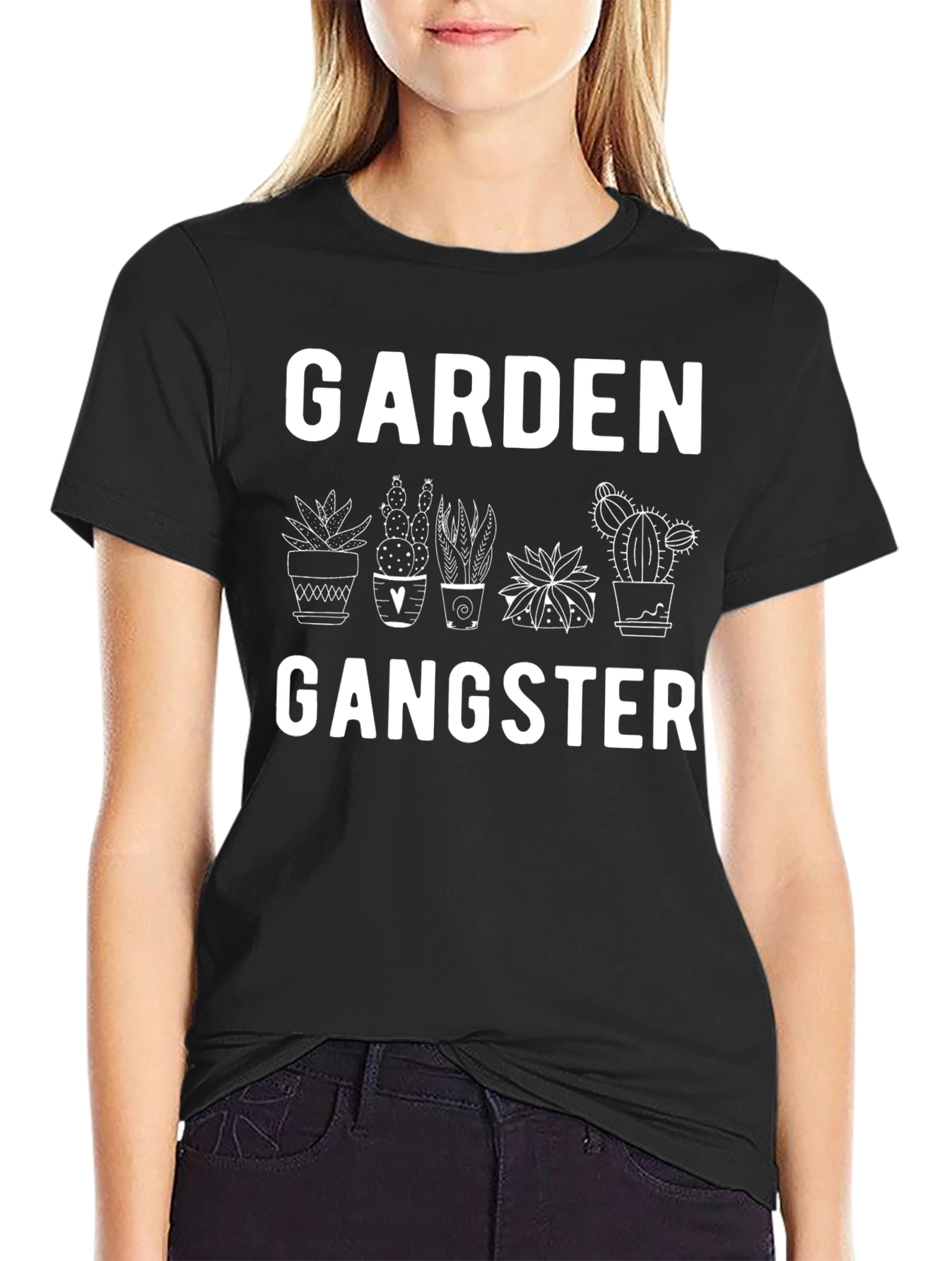 Black Garden Gangster T-Shirt - Funny Gardening Tee view 2
