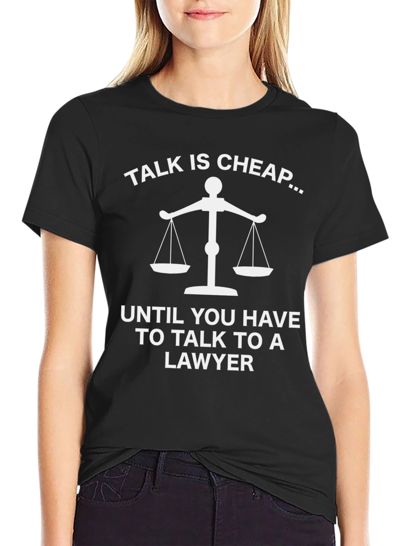 Black Talk is Cheap Lawyer Humor Graphic Tee view 2