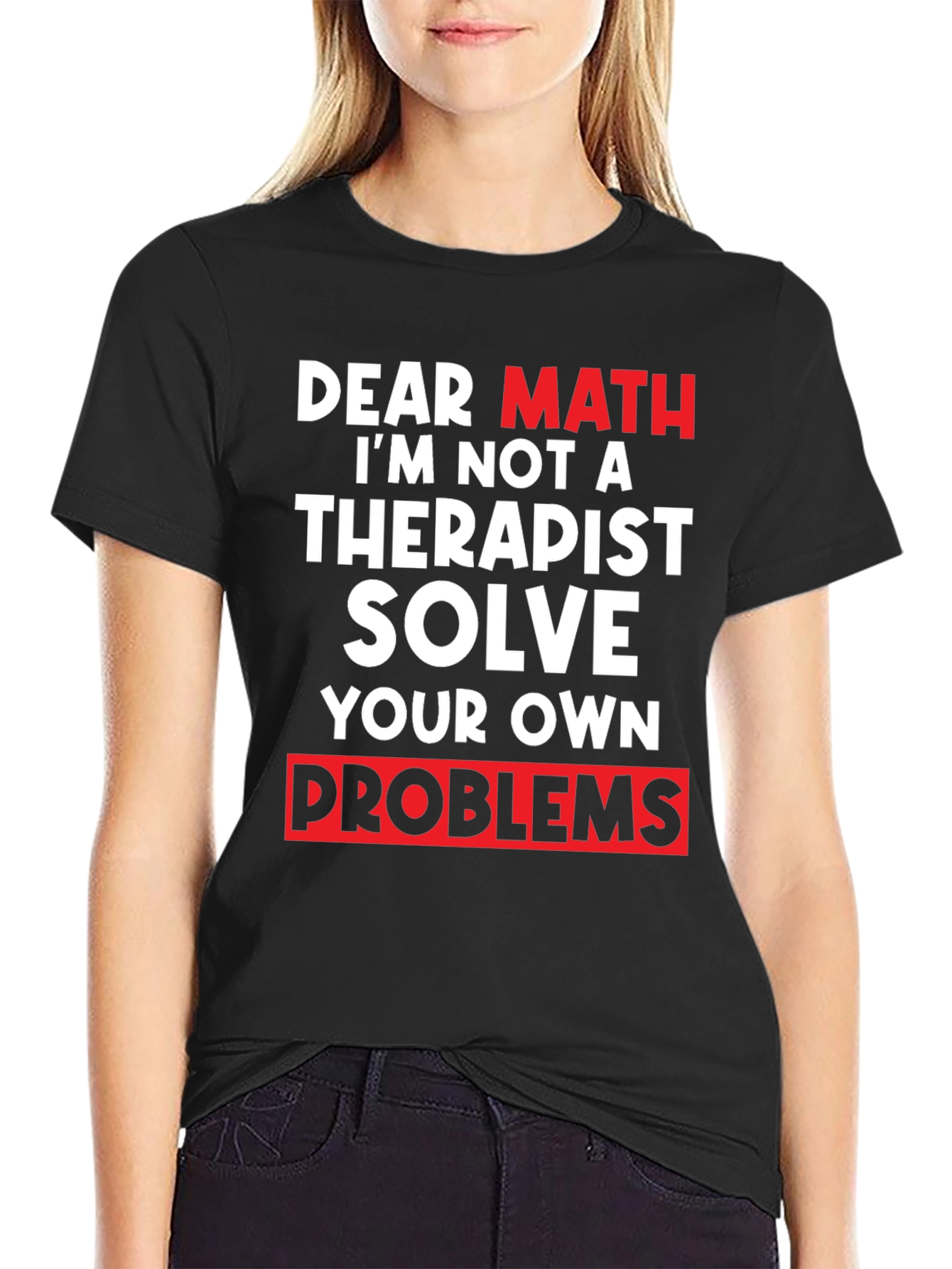 Black Dear Math Solve Your Own Problems T-Shirt view 2