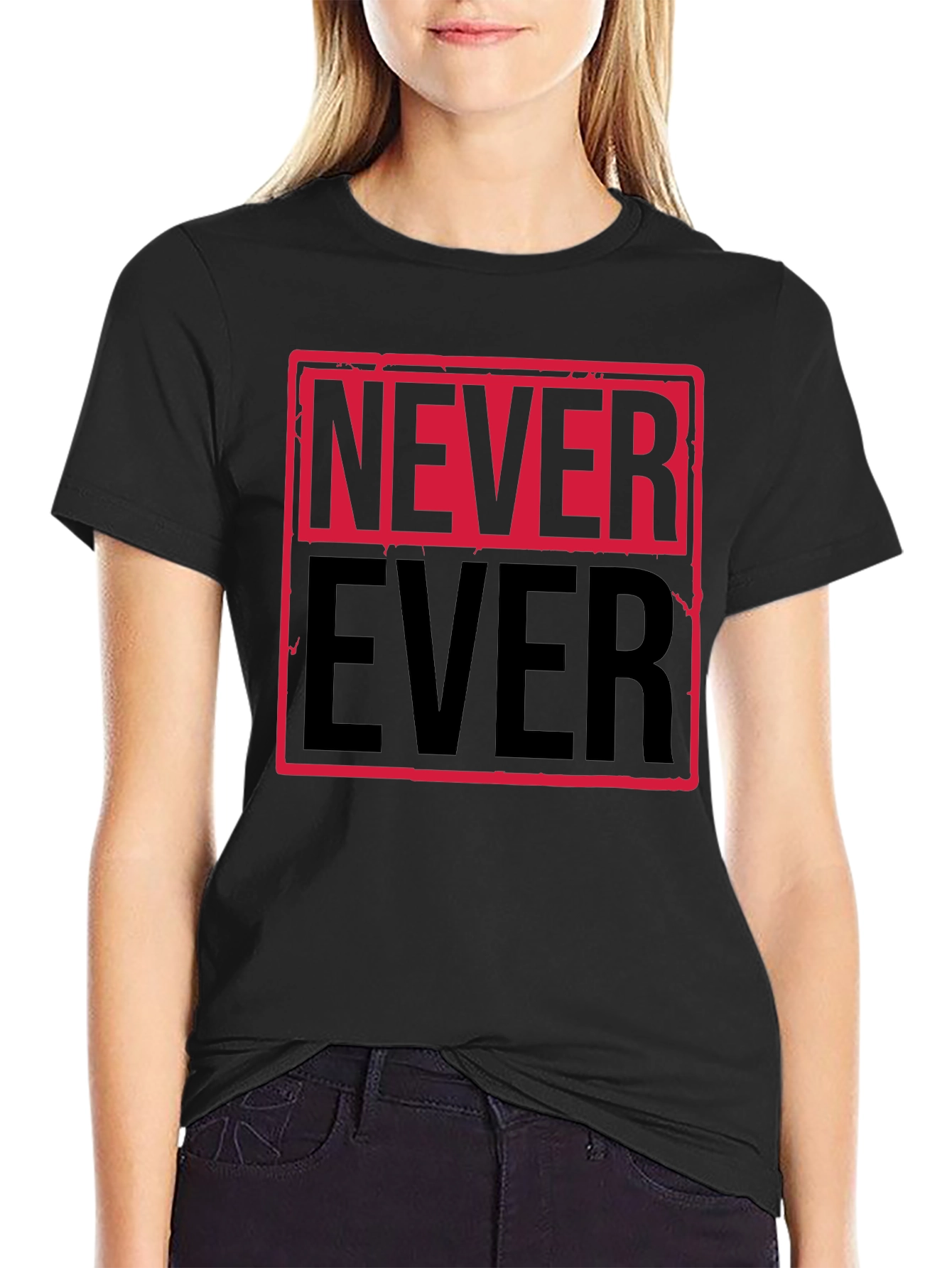 Black Never Ever Graphic Tee - Bold Statement Shirt view 2