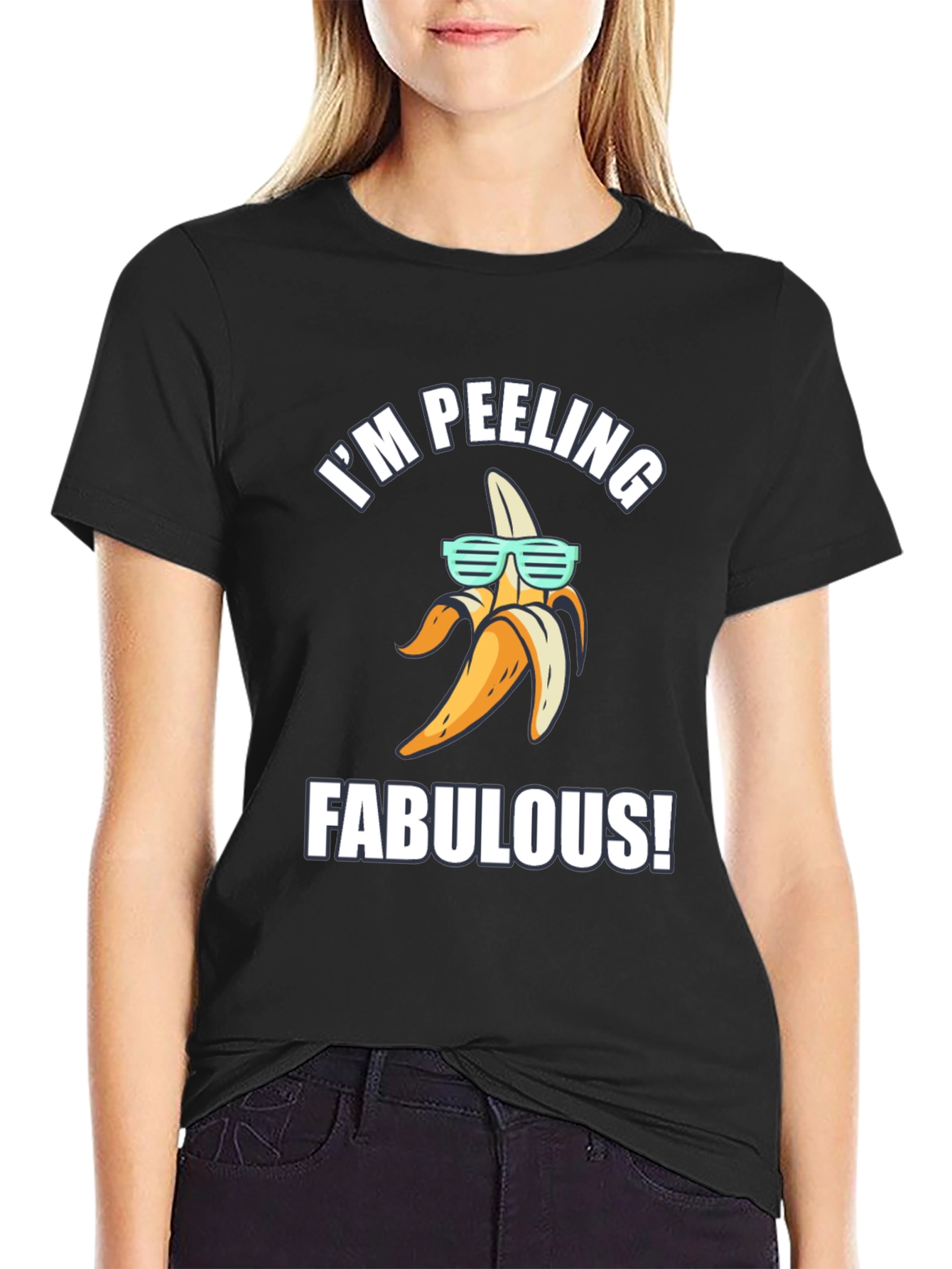 Black Funny Banana T-Shirt - I'm Peeling Fabulous! view 2