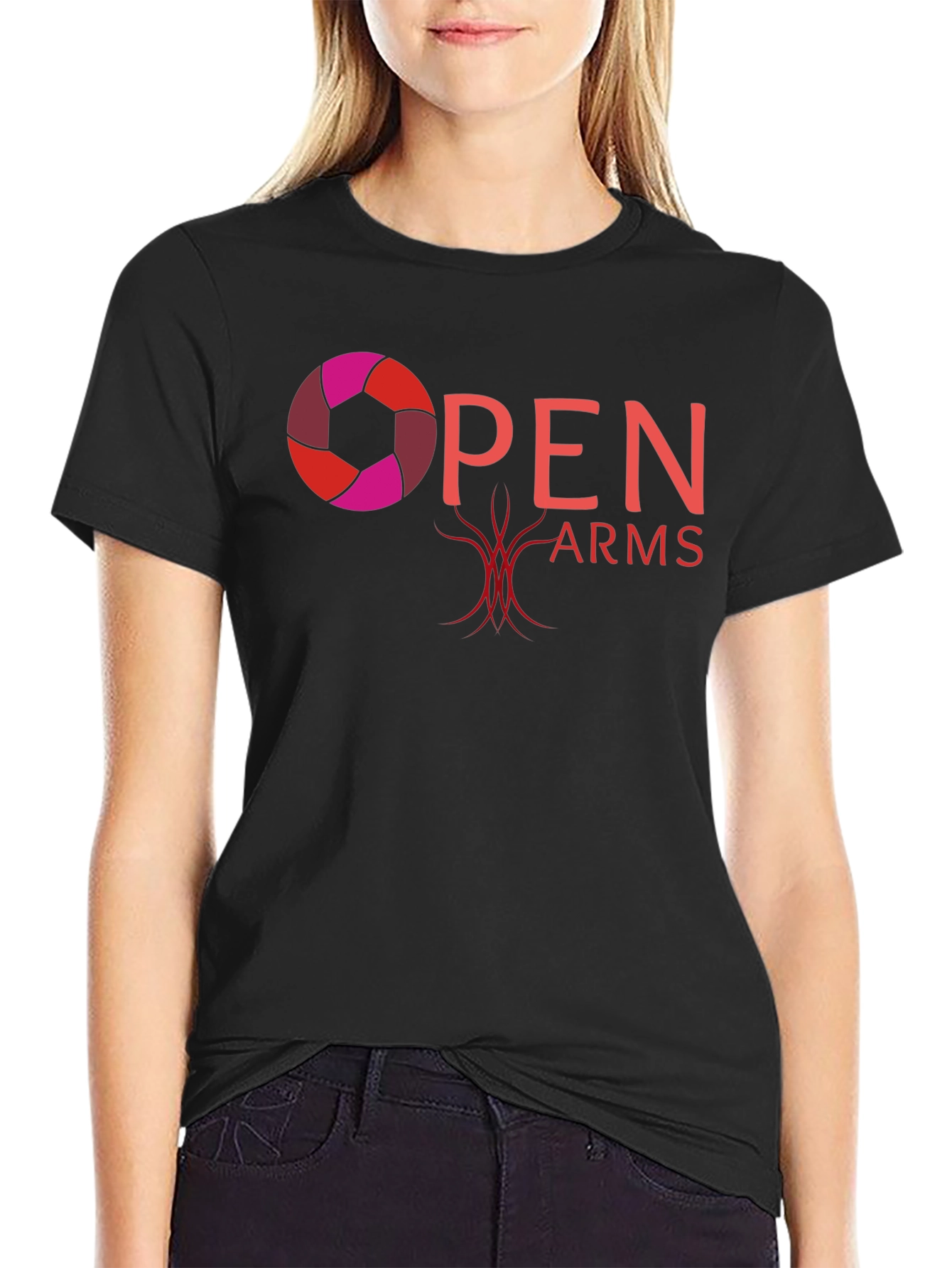 Black Open Arms Graphic T-Shirt - Black view 2