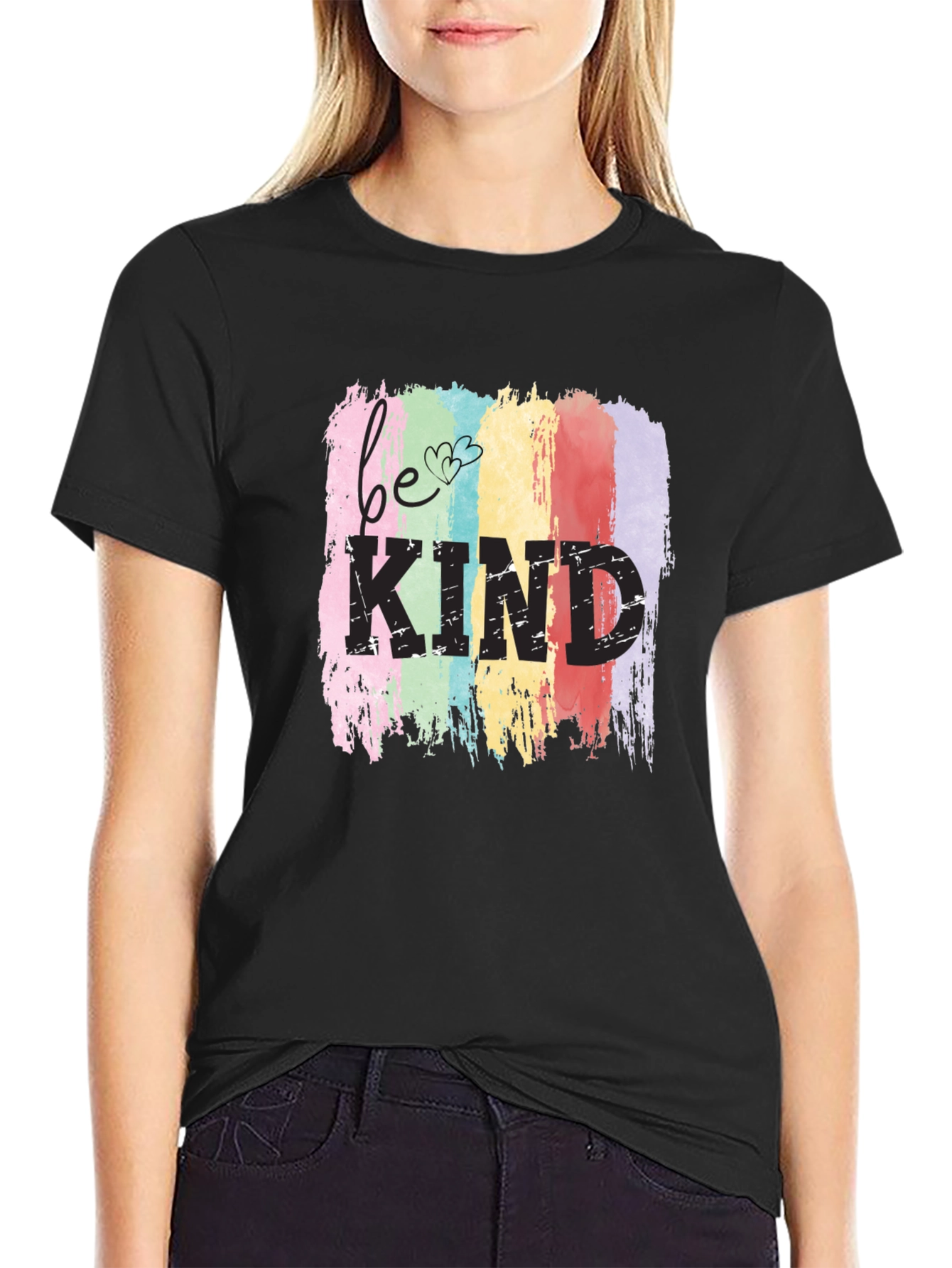 Black Be Kind Rainbow T-Shirt - Positive Message Tee view 2