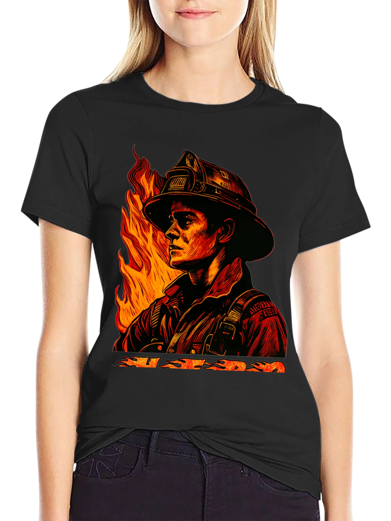 Black Firefighter Graphic Tee - Courage Under Fire view 2
