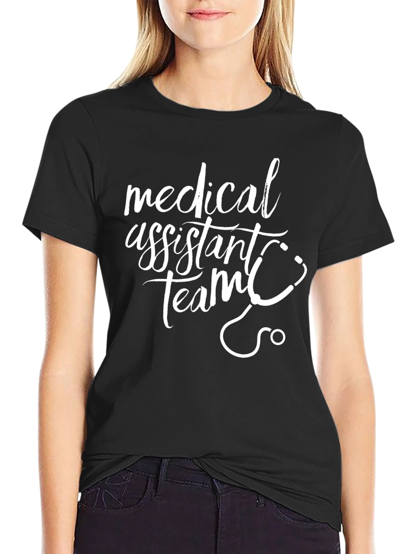 Black Medical Assistant Team T-Shirt - Stylish Healthcare Apparel view 2
