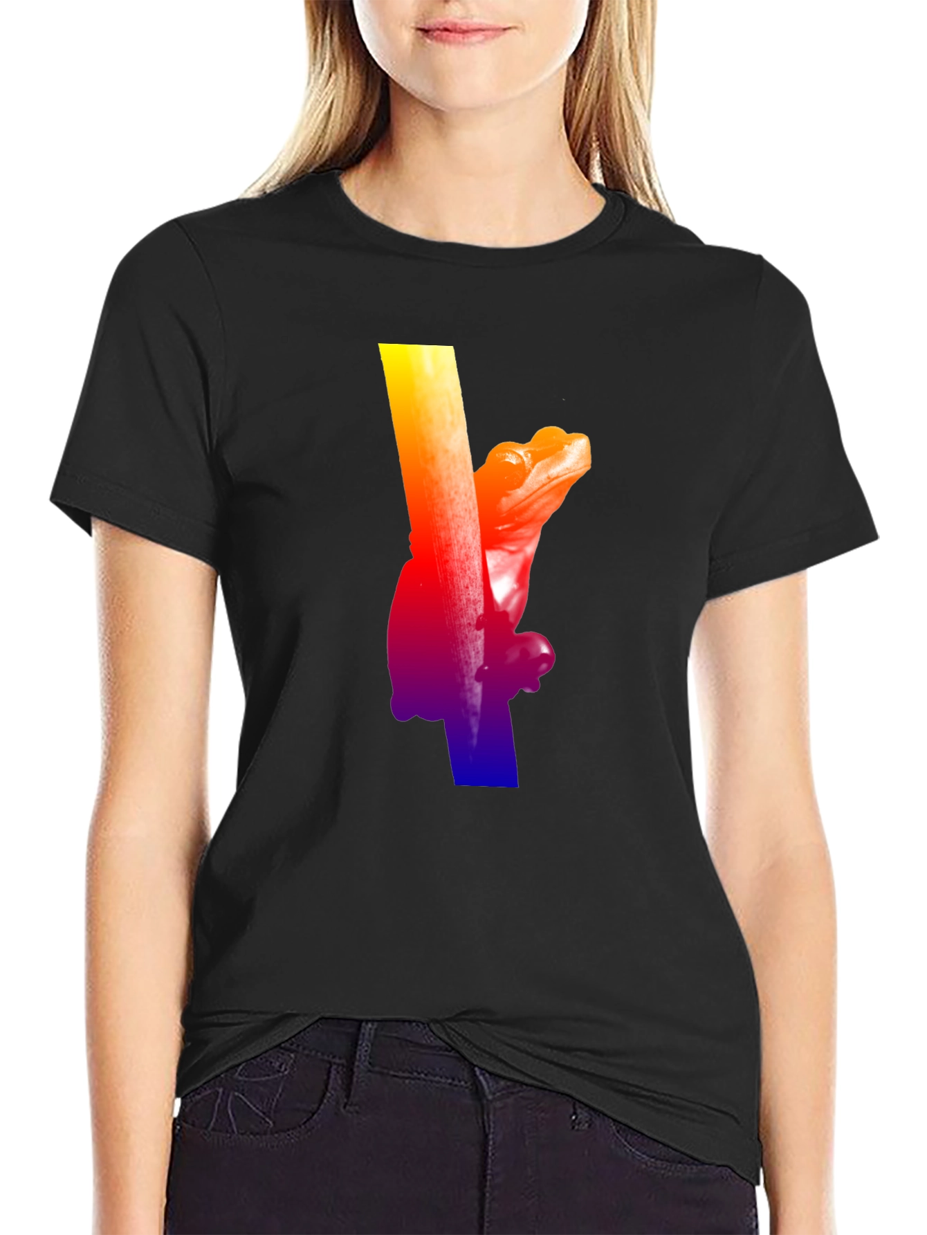 Black Rainbow Frog Climbing T-Shirt - Black view 2