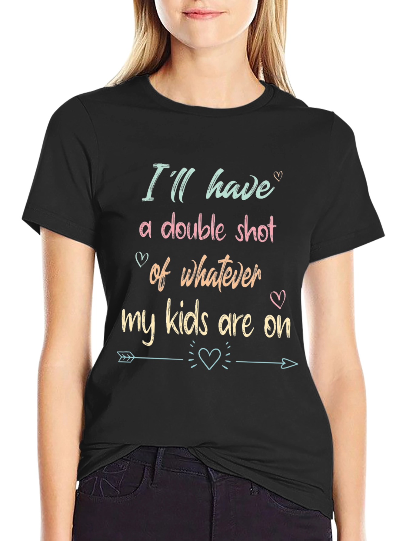 Black Double Shot T-Shirt: Humorous Parenting Apparel view 2