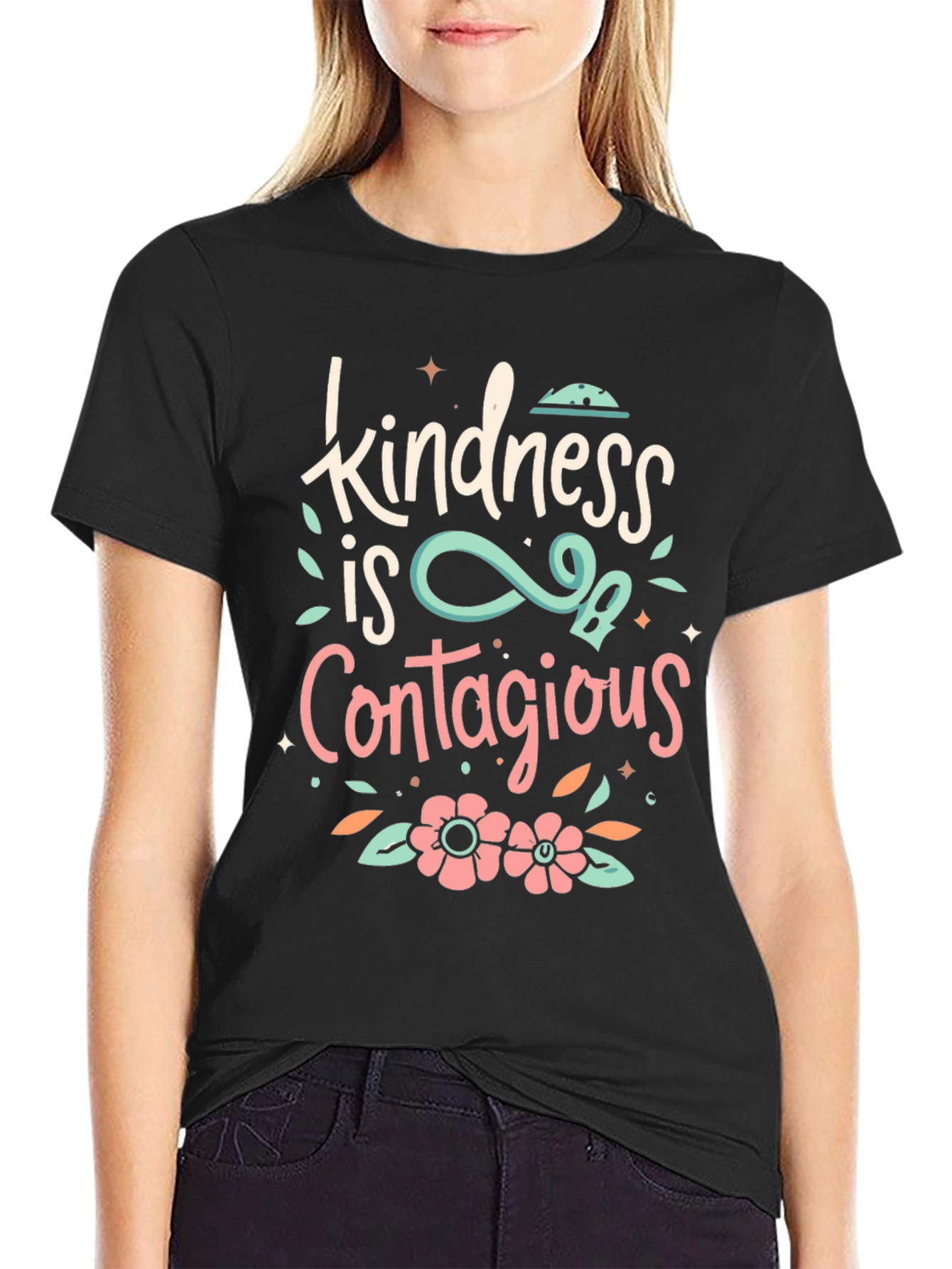 Black Kindness is Contagious Graphic Tee view 2