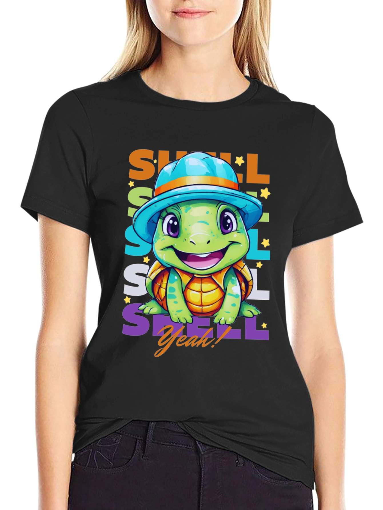 Black Cute Turtle T-Shirt - Shell Yeah! view 2