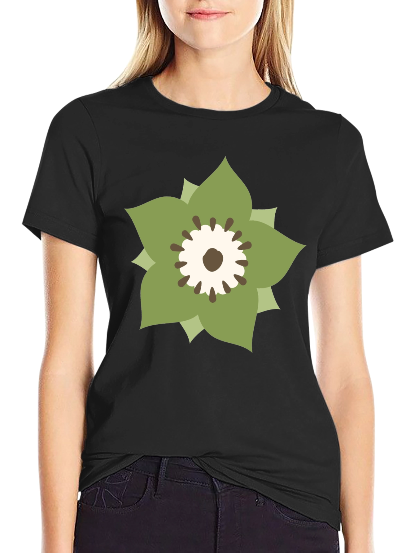 Black Floral Graphic Tee - Stylish Casual Wear view 2