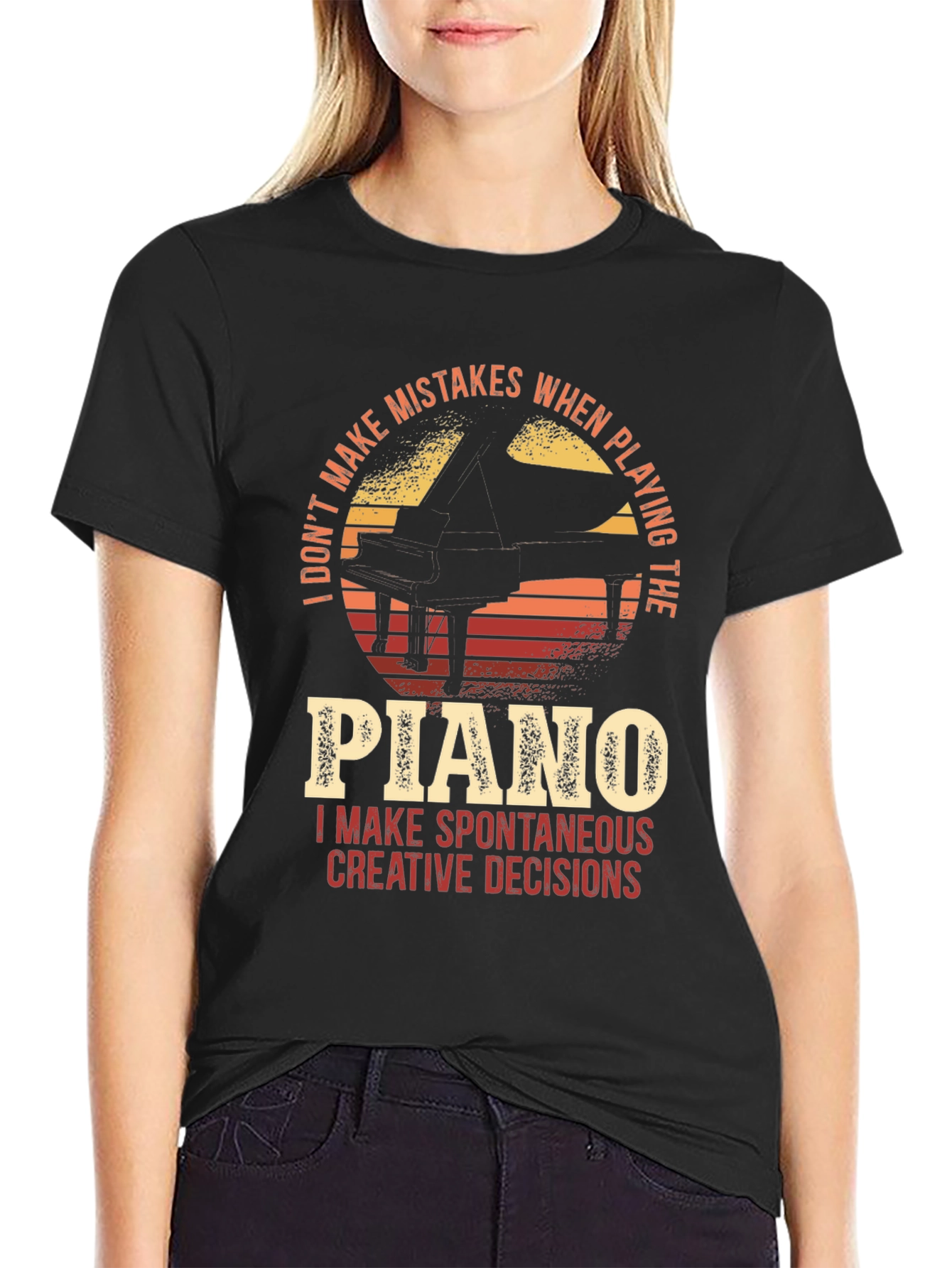 Black Piano Creative Decisions Graphic T-Shirt view 2
