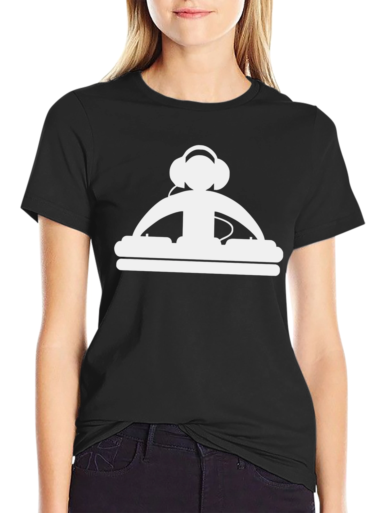 Black DJ Silhouette Graphic Black T-Shirt view 2
