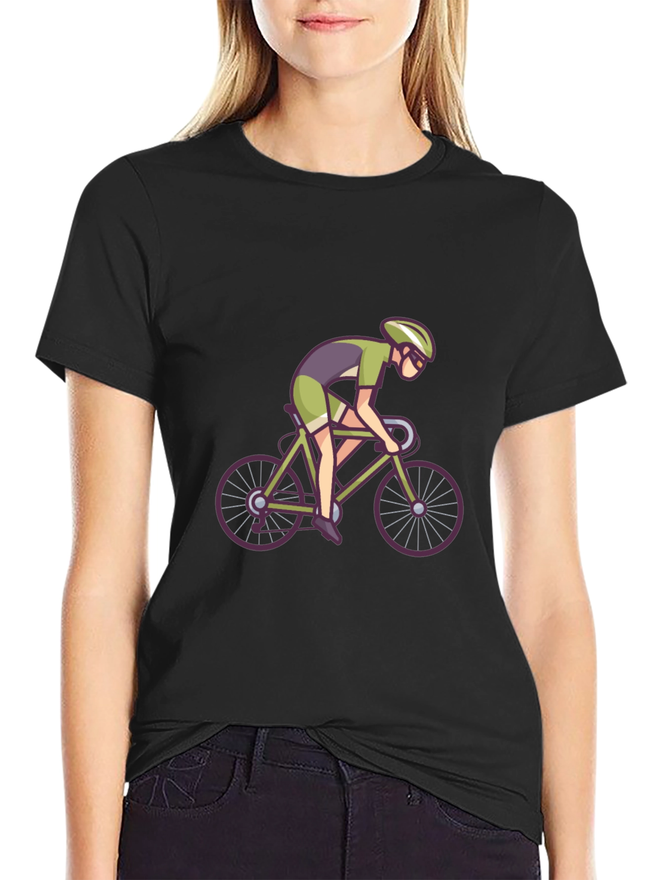 Black Cyclist Graphic Tee - Sporty Black T-Shirt view 2