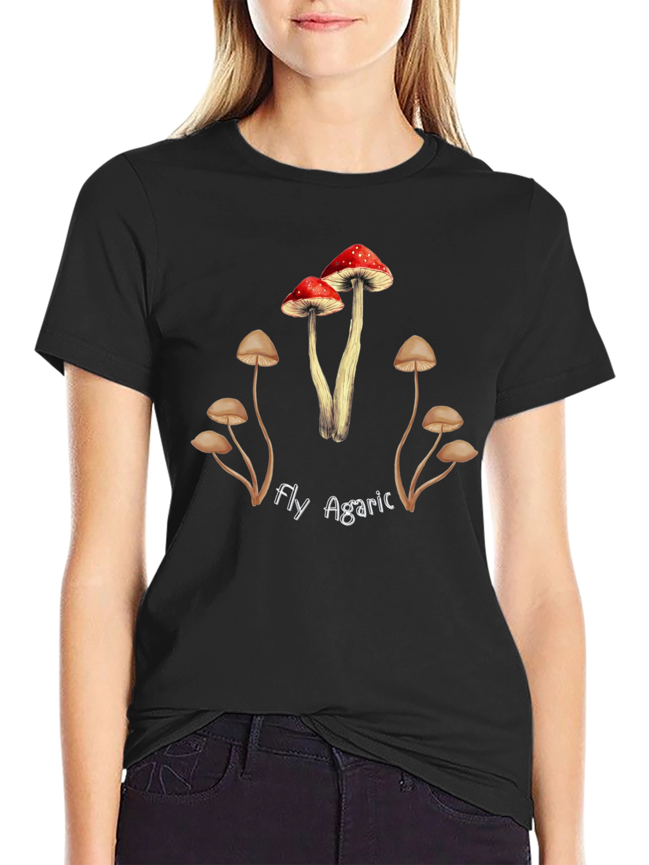 Black Fly Agaric Mushroom Graphic T-Shirt view 2