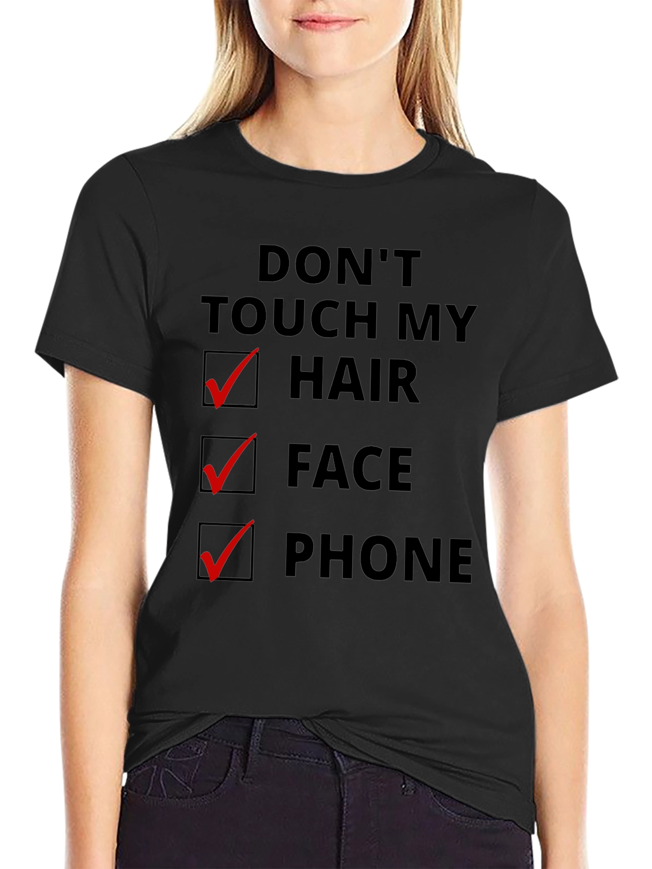 Black Don't Touch My Hair Face Phone Graphic T-Shirt view 2