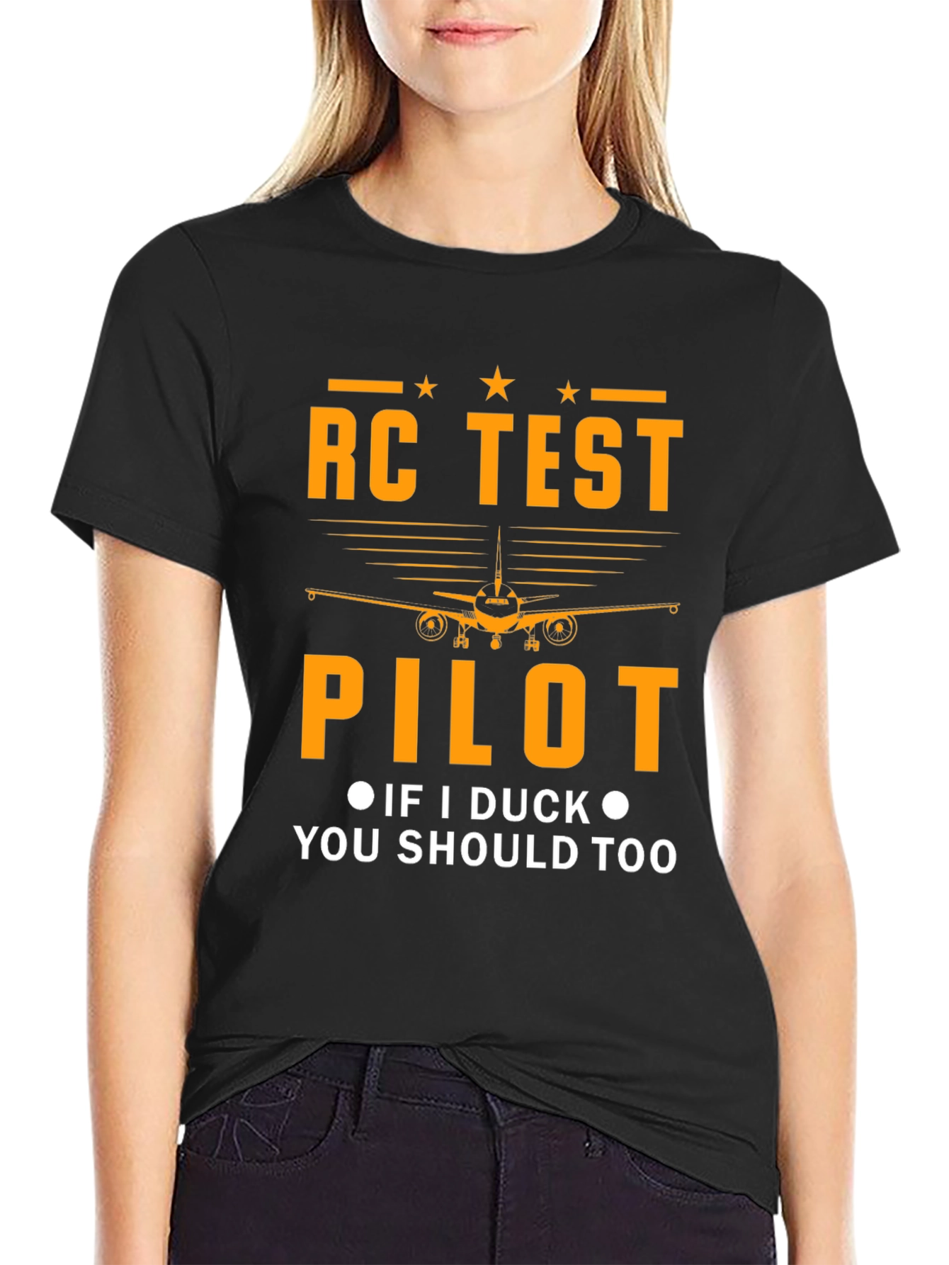 Black RC Test Pilot Graphic T-Shirt view 2