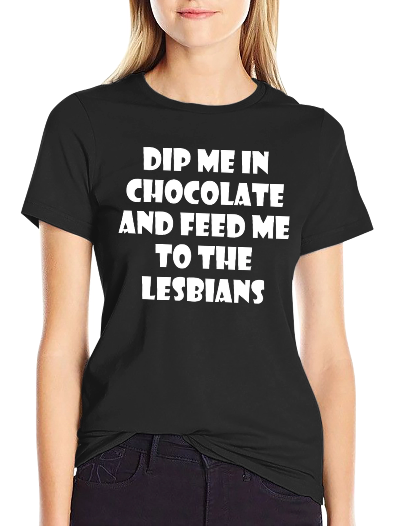 Black Dip Me In Chocolate Funny Graphic T-Shirt view 2