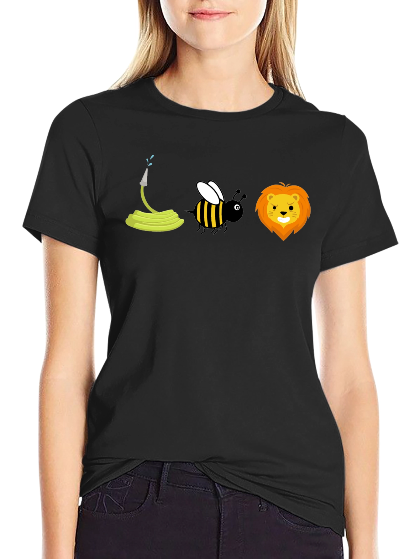 Black Hose-Bee-Lion Pun Graphic T-Shirt view 2
