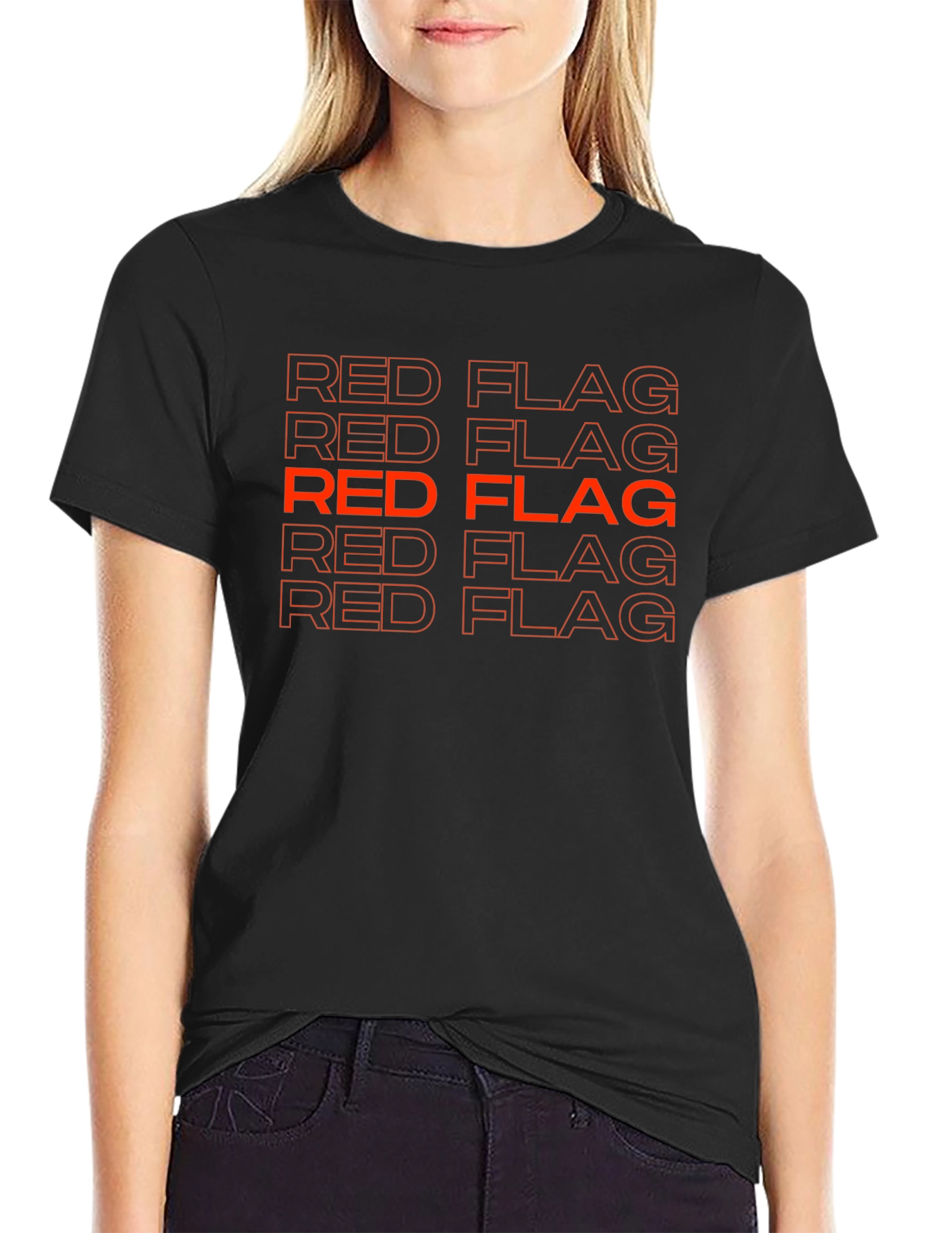 Black Red Flag Graphic Tee - Bold Statement Style view 2