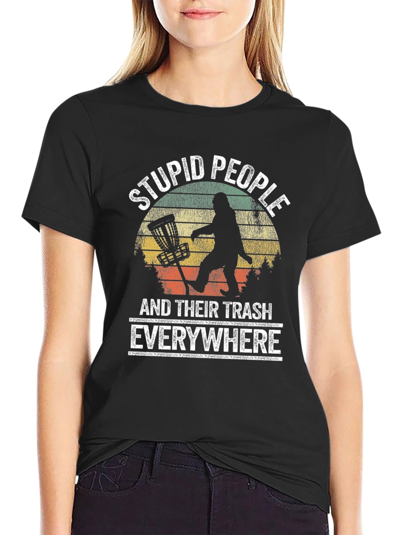 Black Stupid People Trash Everywhere T-Shirt view 2