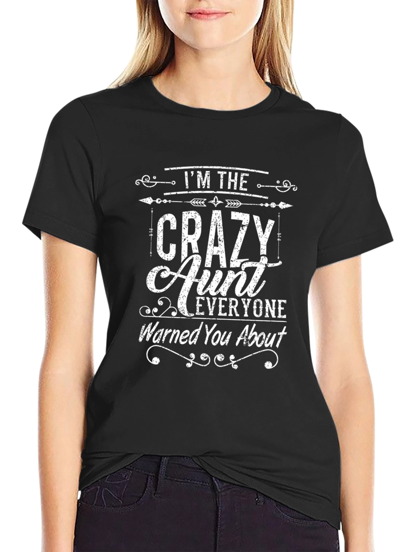 Black Crazy Aunt T-Shirt - Fun Novelty Tee view 2