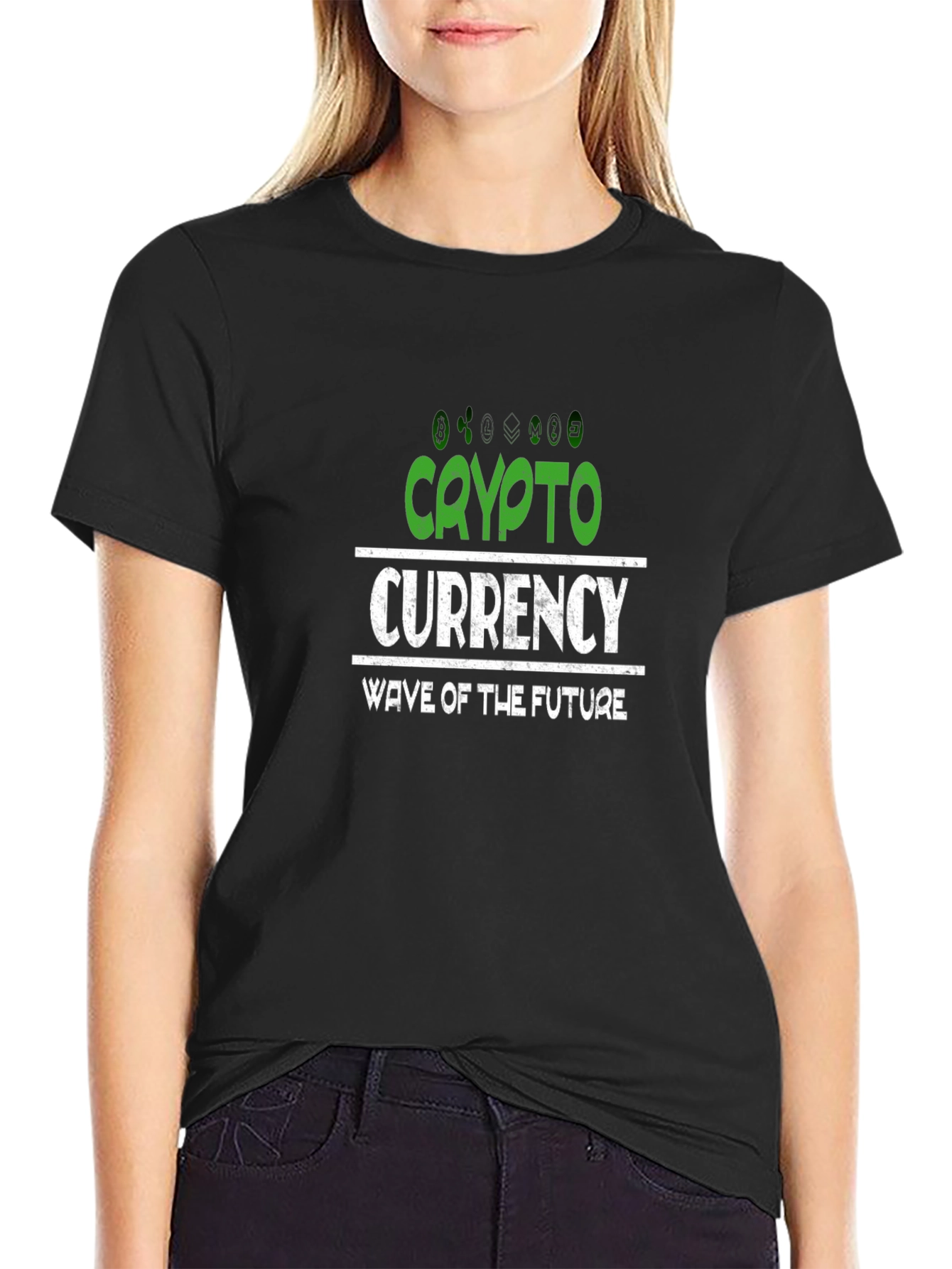 Black Crypto Currency T-Shirt - Wave of the Future Tee view 2