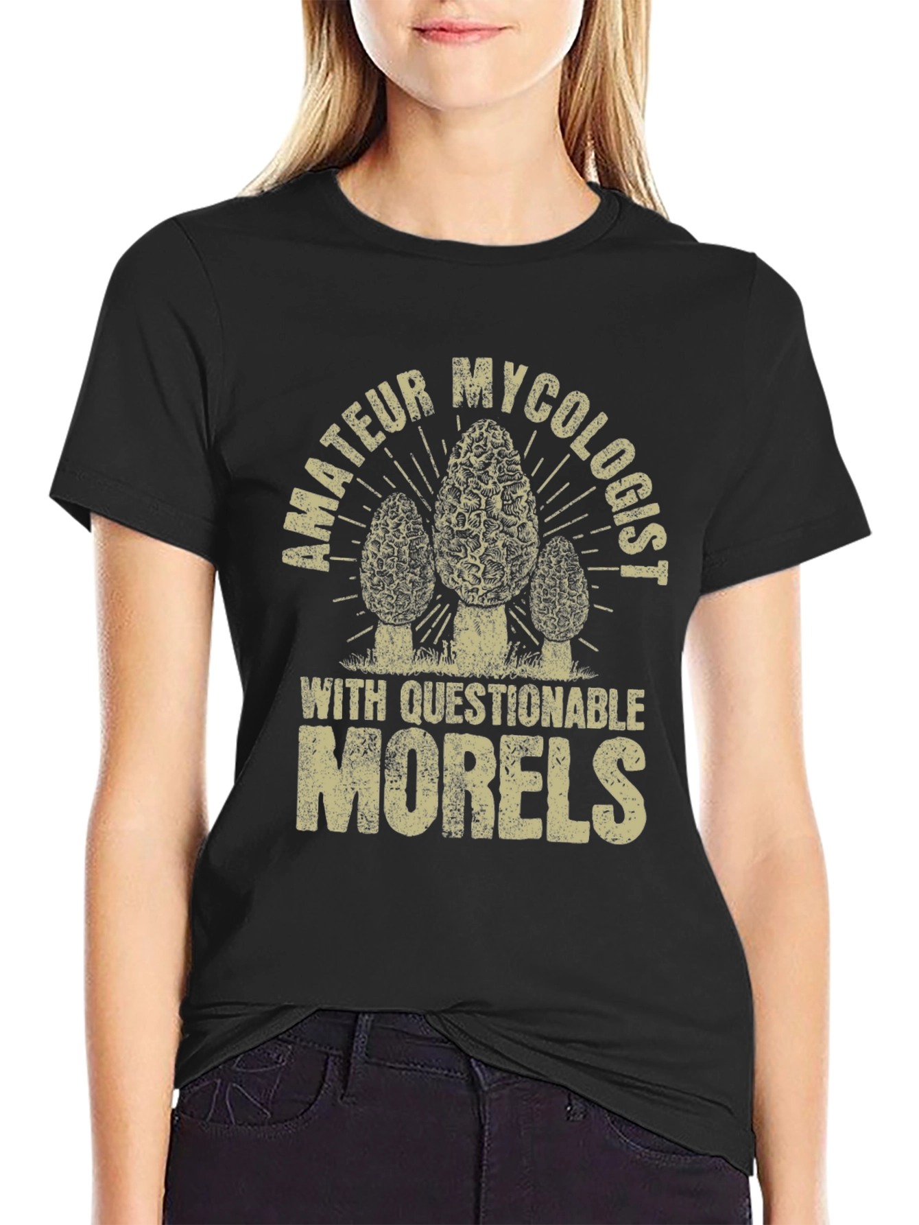 Black Amateur Mycologist Morel Mushroom T-Shirt view 2