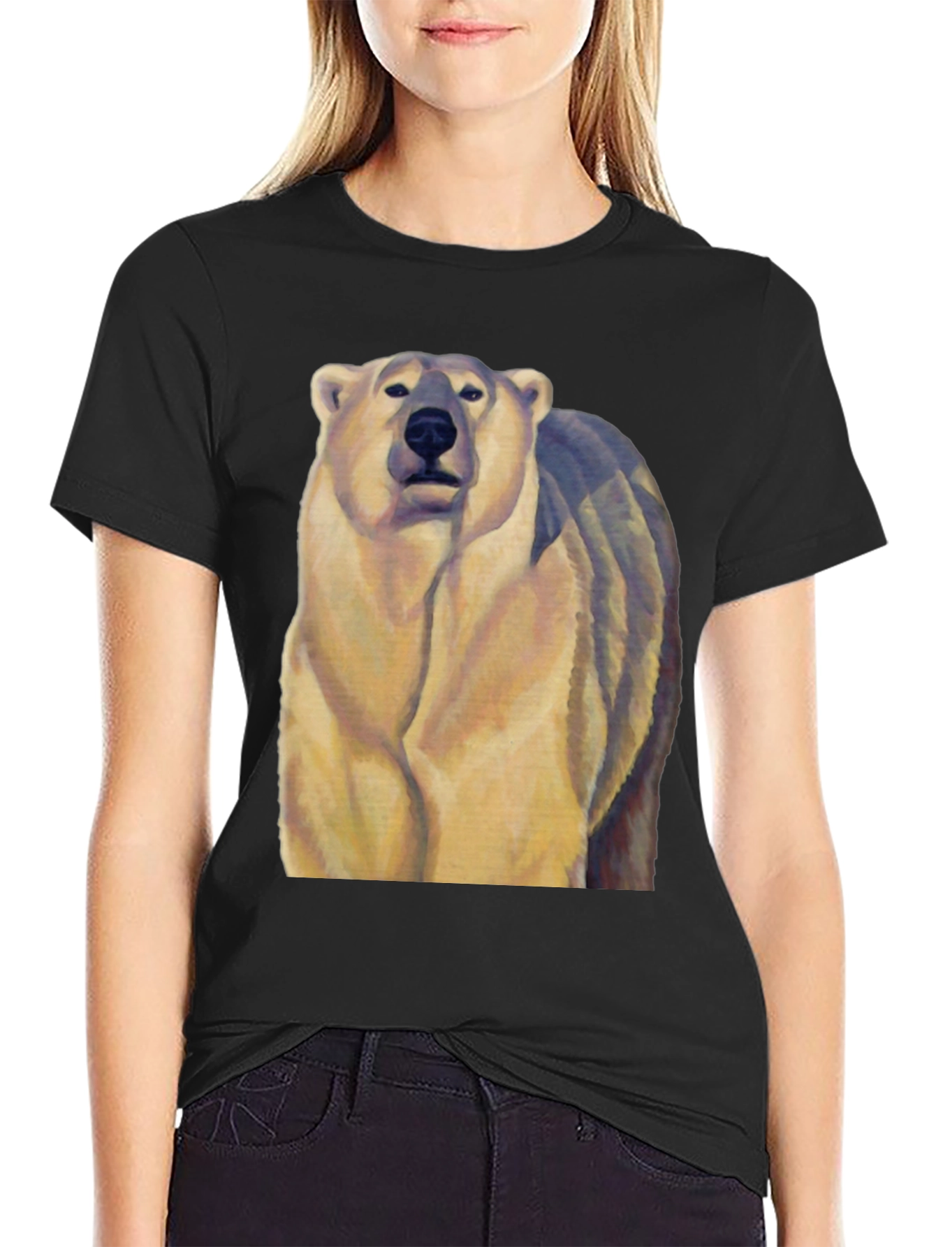 Black Polar Bear Graphic Tee - Black Cotton Blend view 2