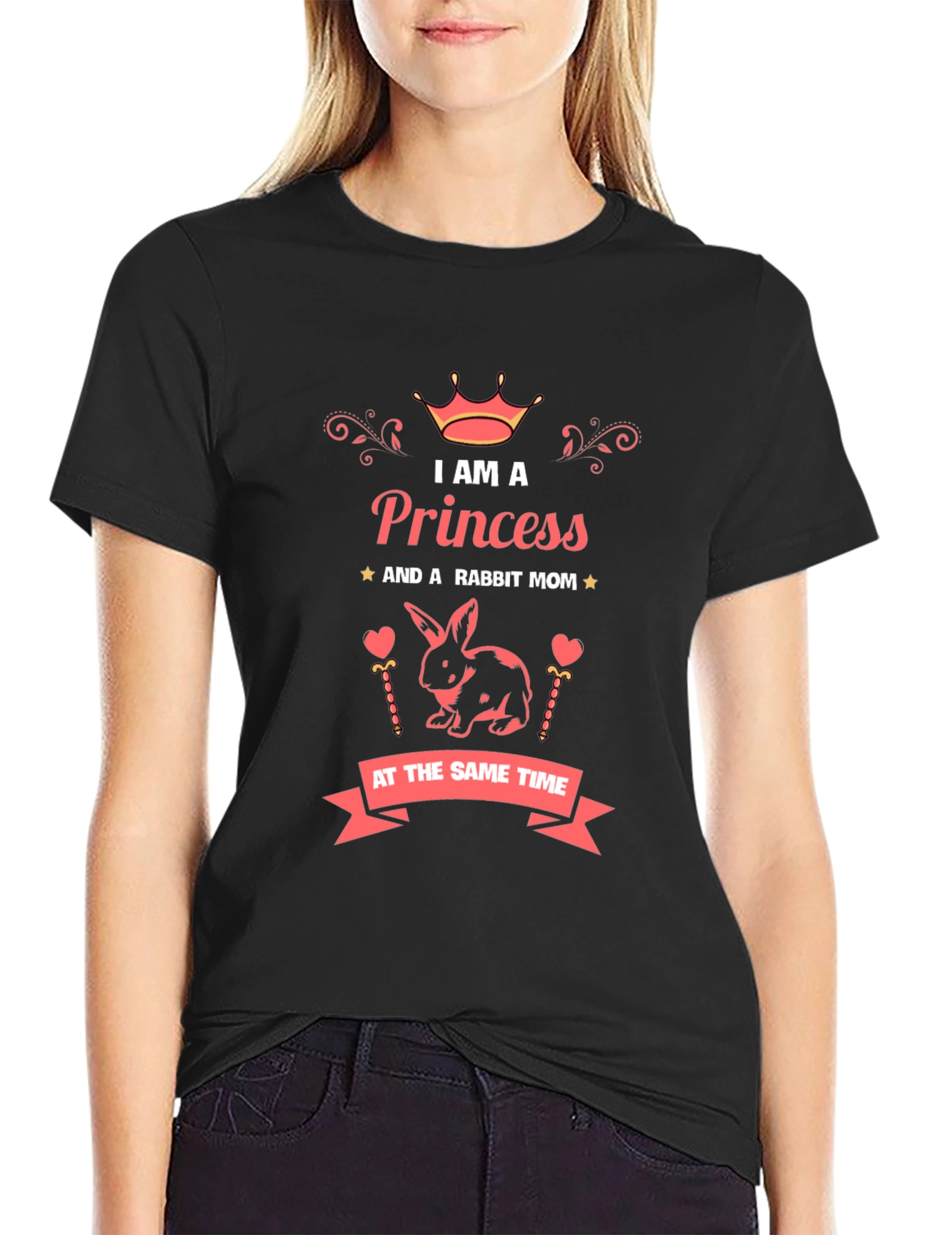 Black Princess Rabbit Mom T-Shirt view 2
