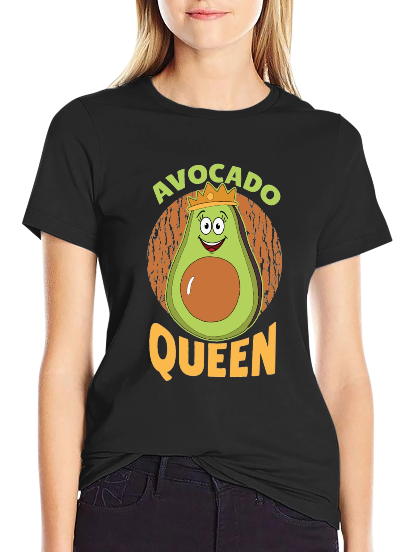 Black Avocado Queen Graphic Tee - Funny Fruit T-Shirt view 2