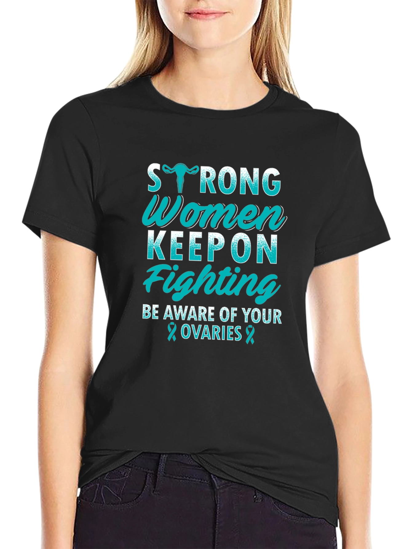 Black Strong Women Keep On Fighting Awareness T-Shirt view 2