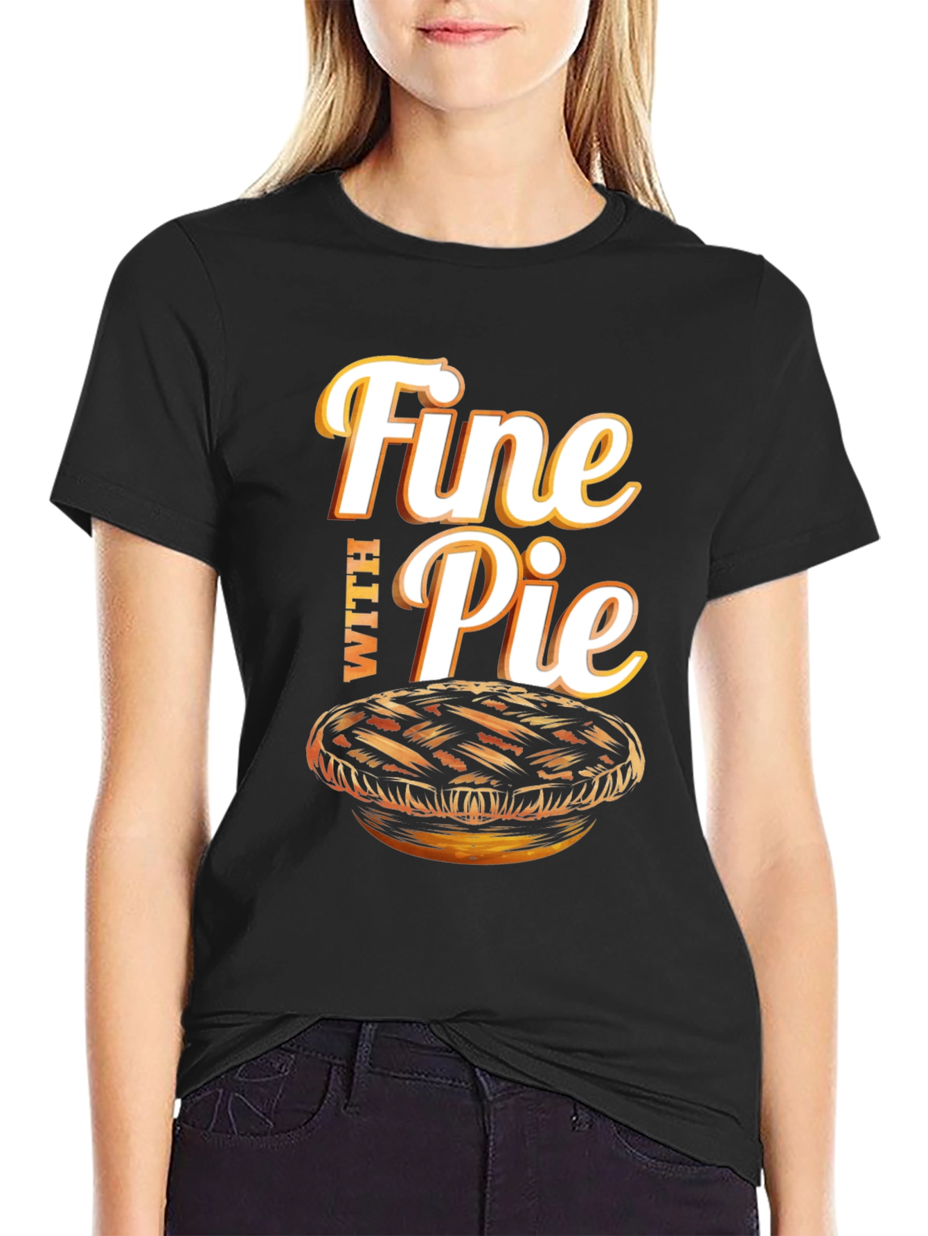 Black Fine With Pie Graphic T-Shirt view 2