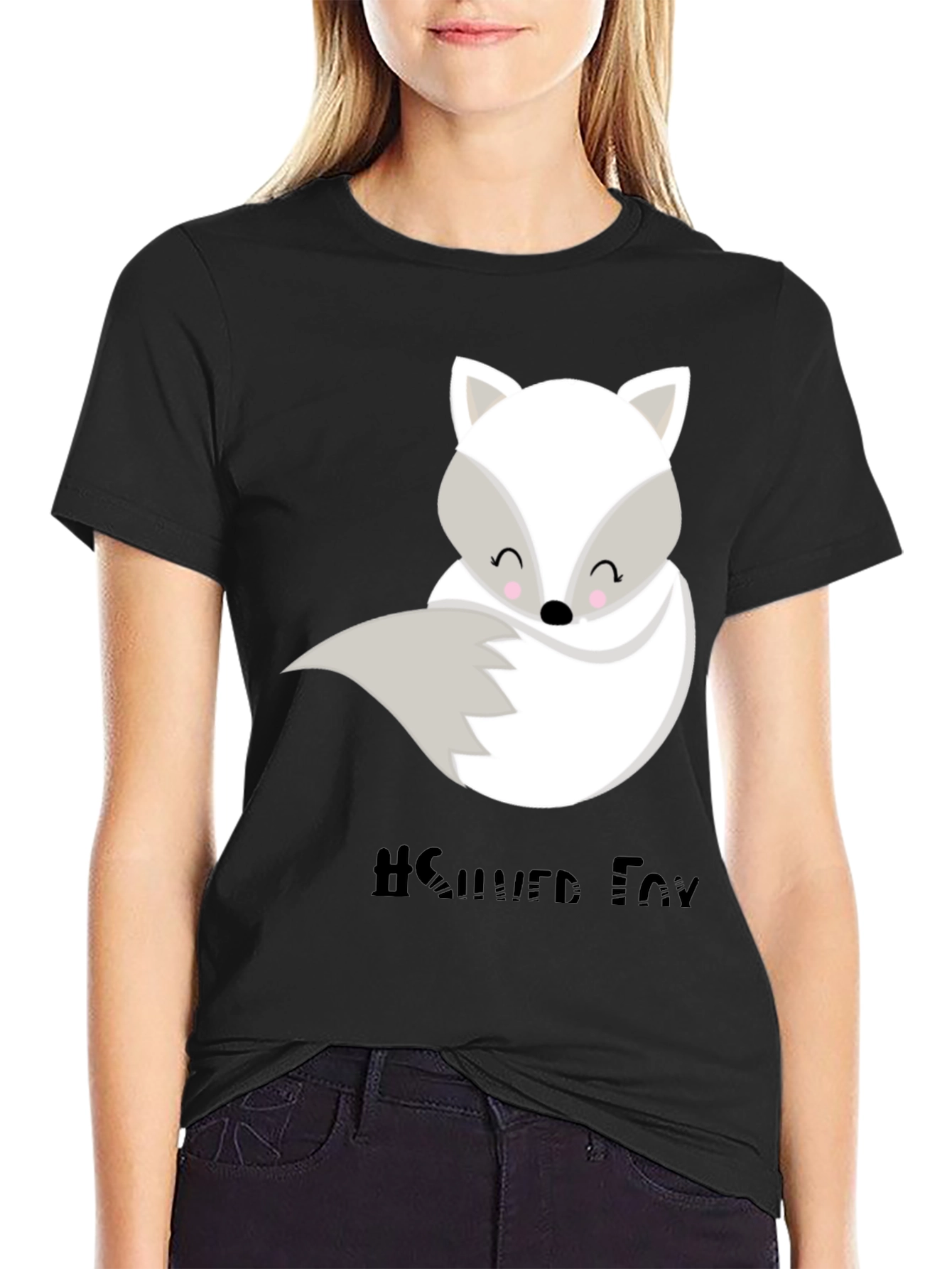 Black Cute Silver Fox Graphic Tee - Unisex Style view 2