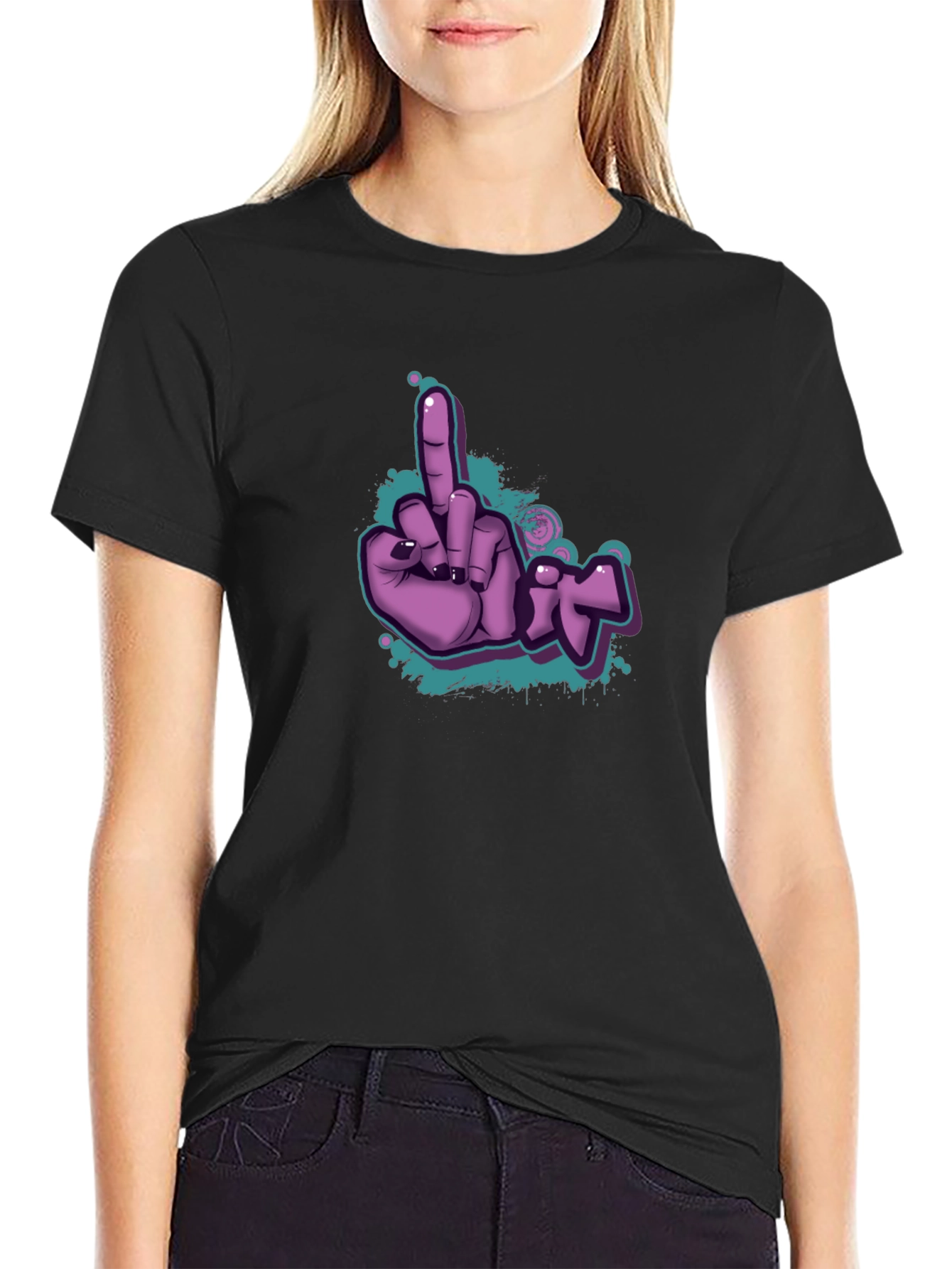Black Flippin' Fun T-Shirt - Purple Graphic Tee view 2