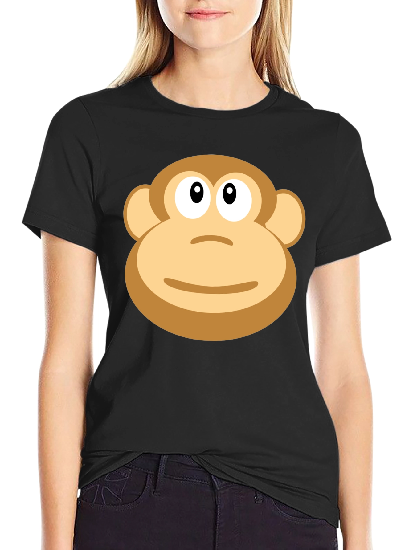 Black Monkey Face Graphic T-Shirt - Casual Black Tee view 2