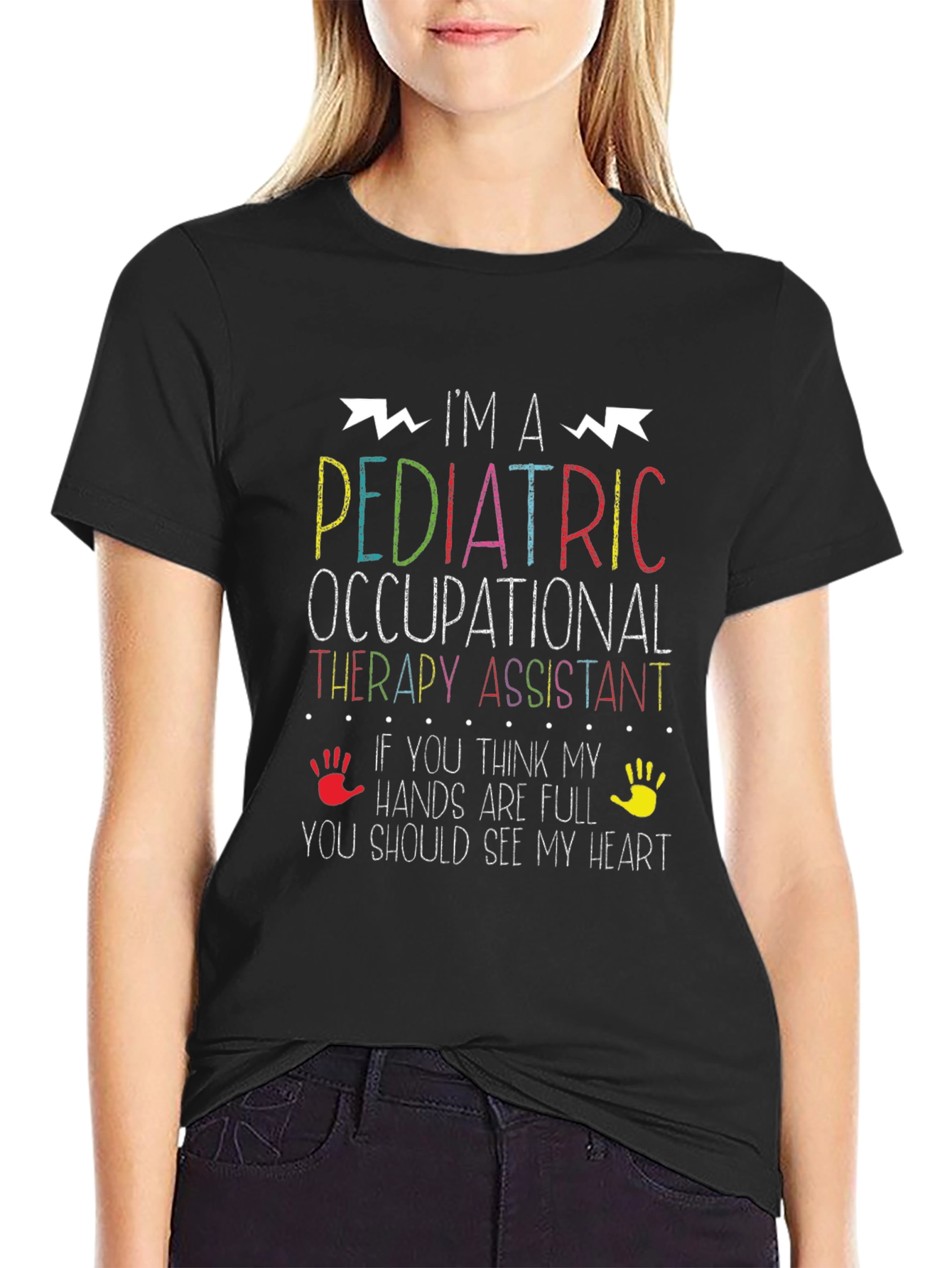 Black Pediatric Occupational Therapy Assistant T-Shirt view 2