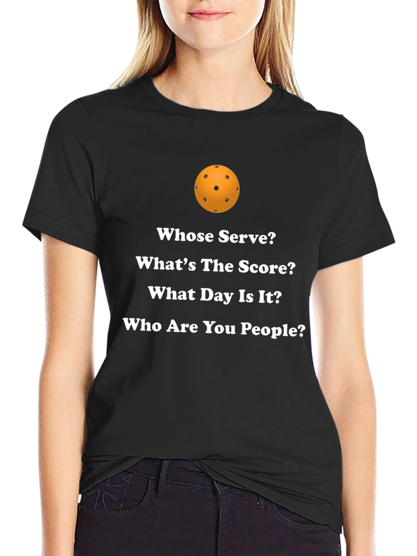 Black Pickleball Questions T-Shirt view 2
