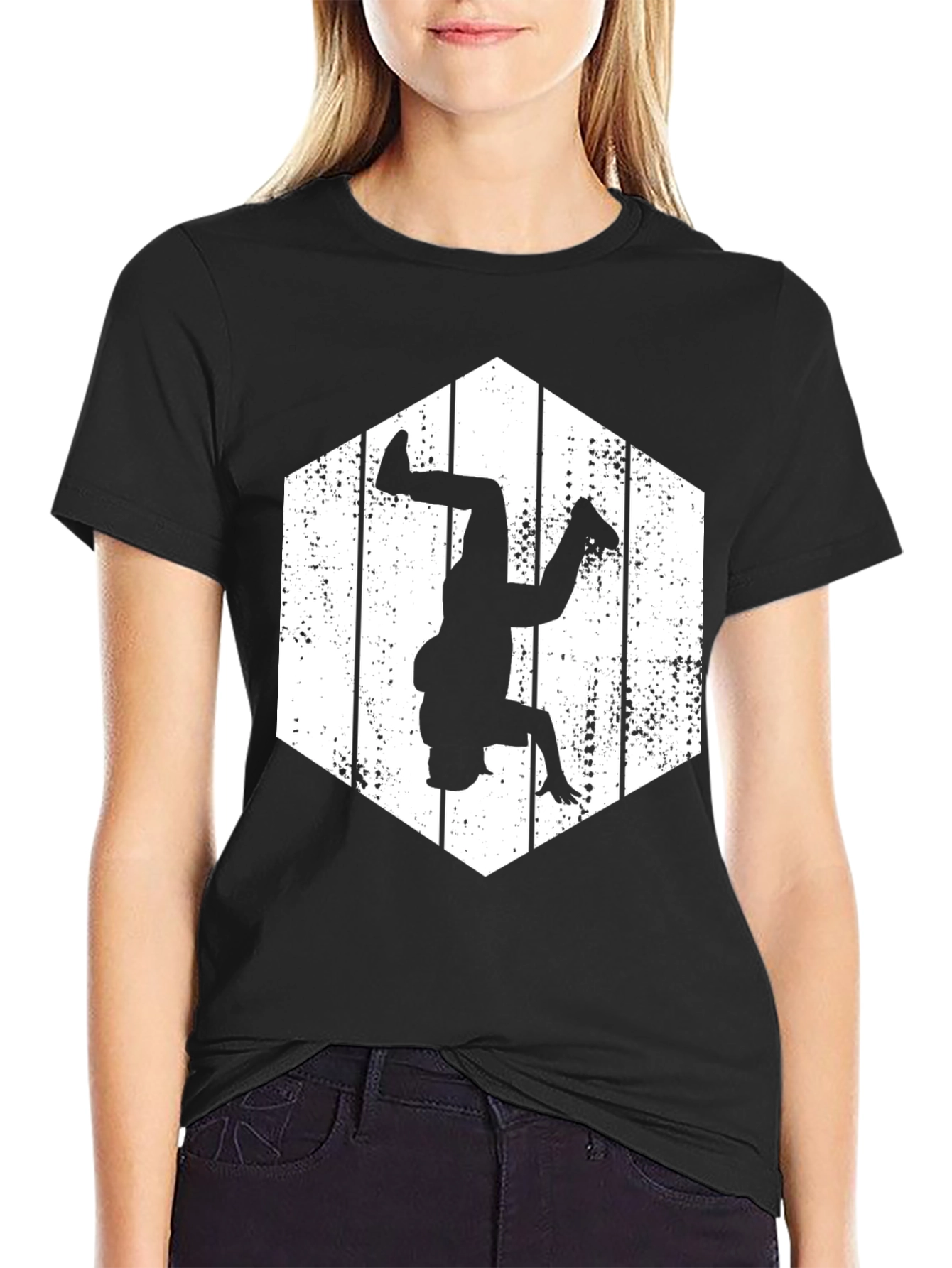 Black Black Hexagon Breakdancer Graphic Tee view 2