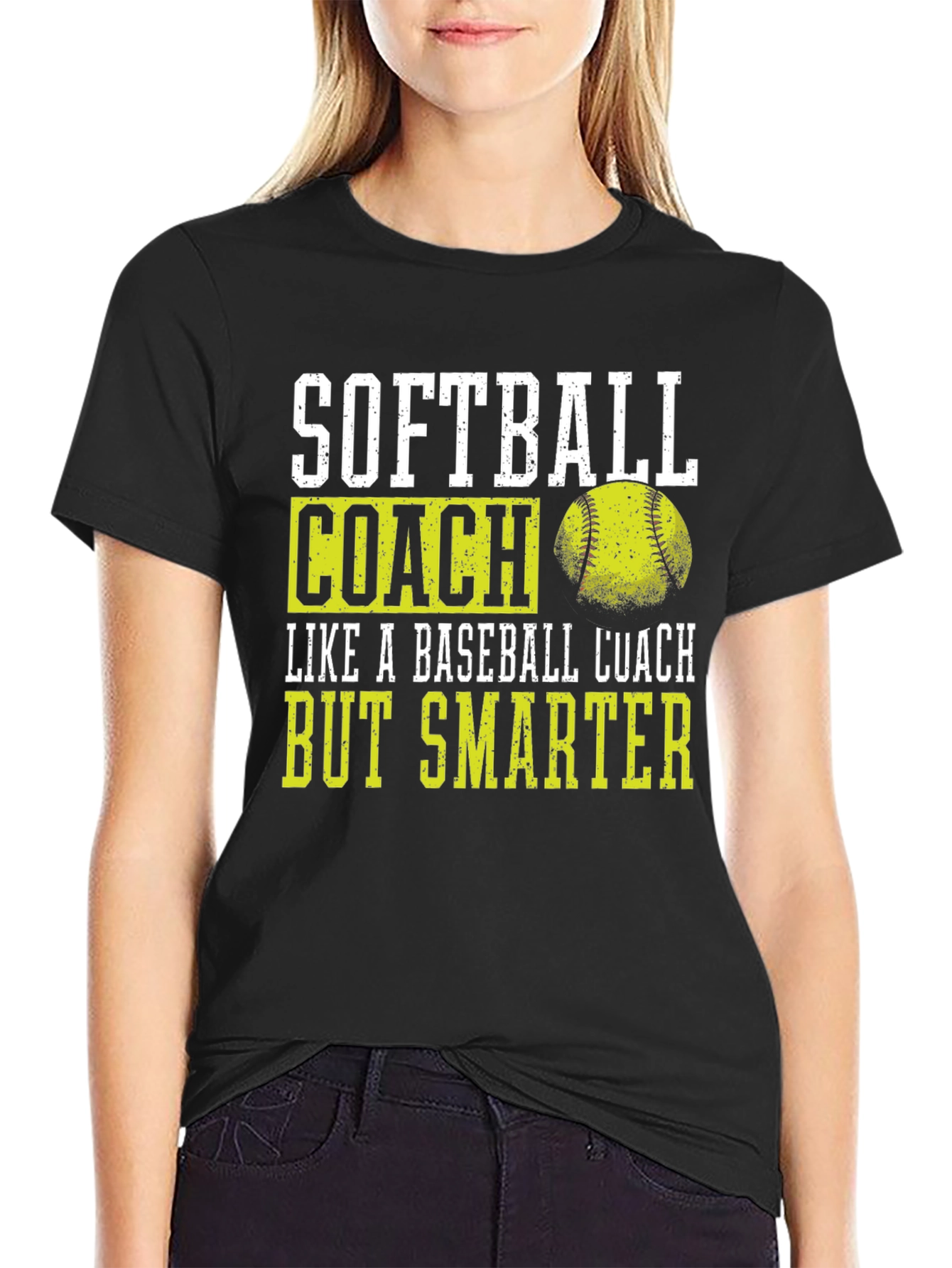 Black Softball Coach Smarter Graphic Tee view 2