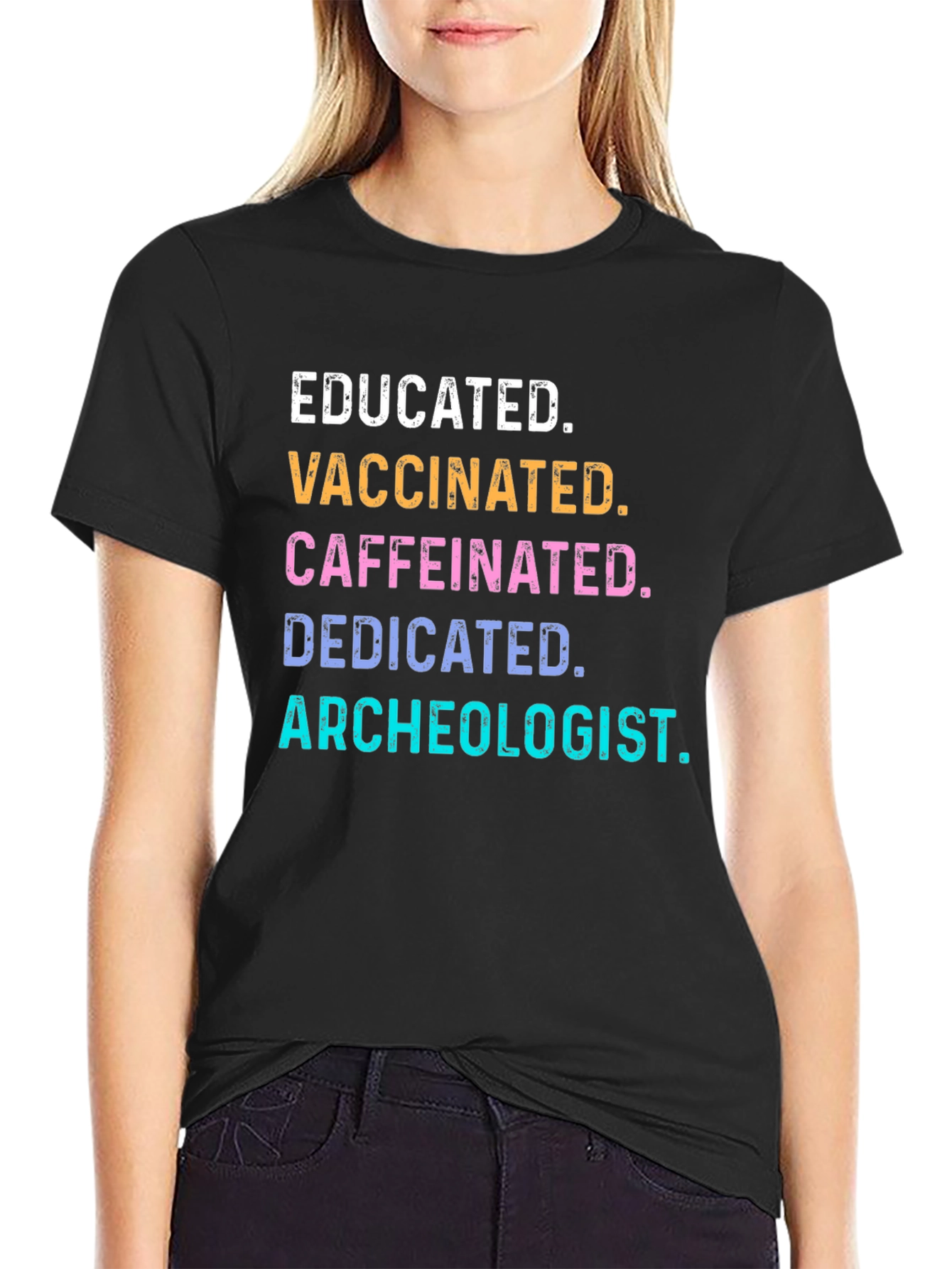 Black Educated, Vaccinated, Archeologist Graphic Tee view 2