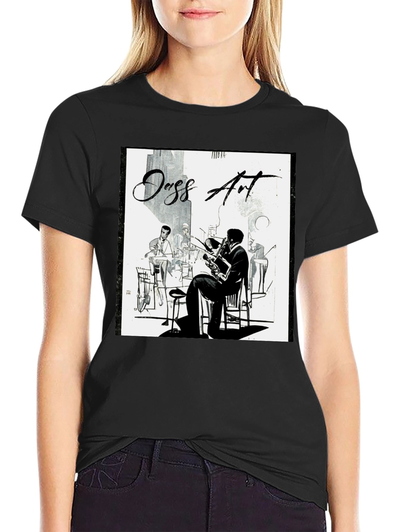 Black Jazz Art Graphic T-Shirt view 2